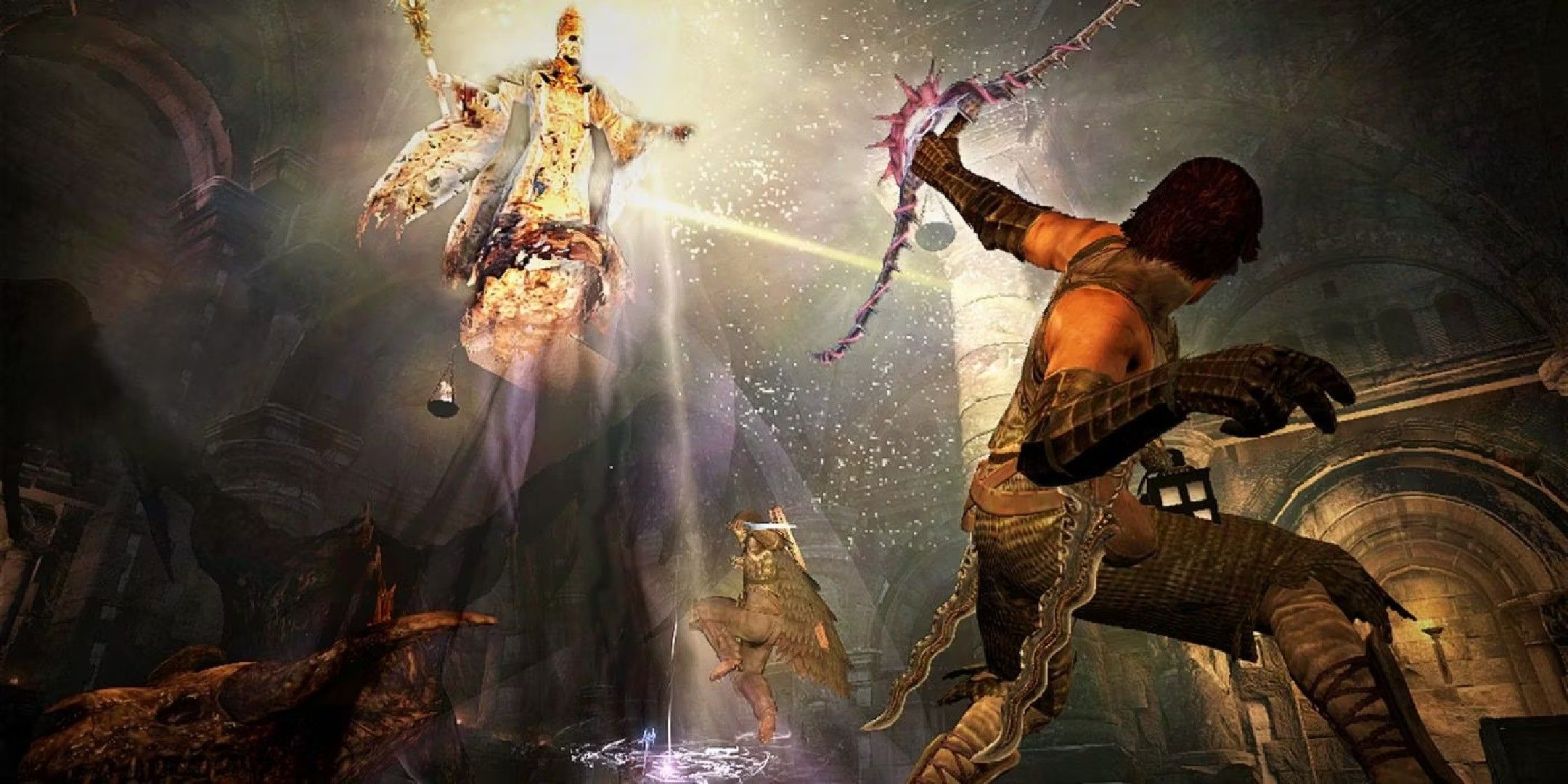 dragon's dogma image showing A Magick Archer shoots a floating undead priest