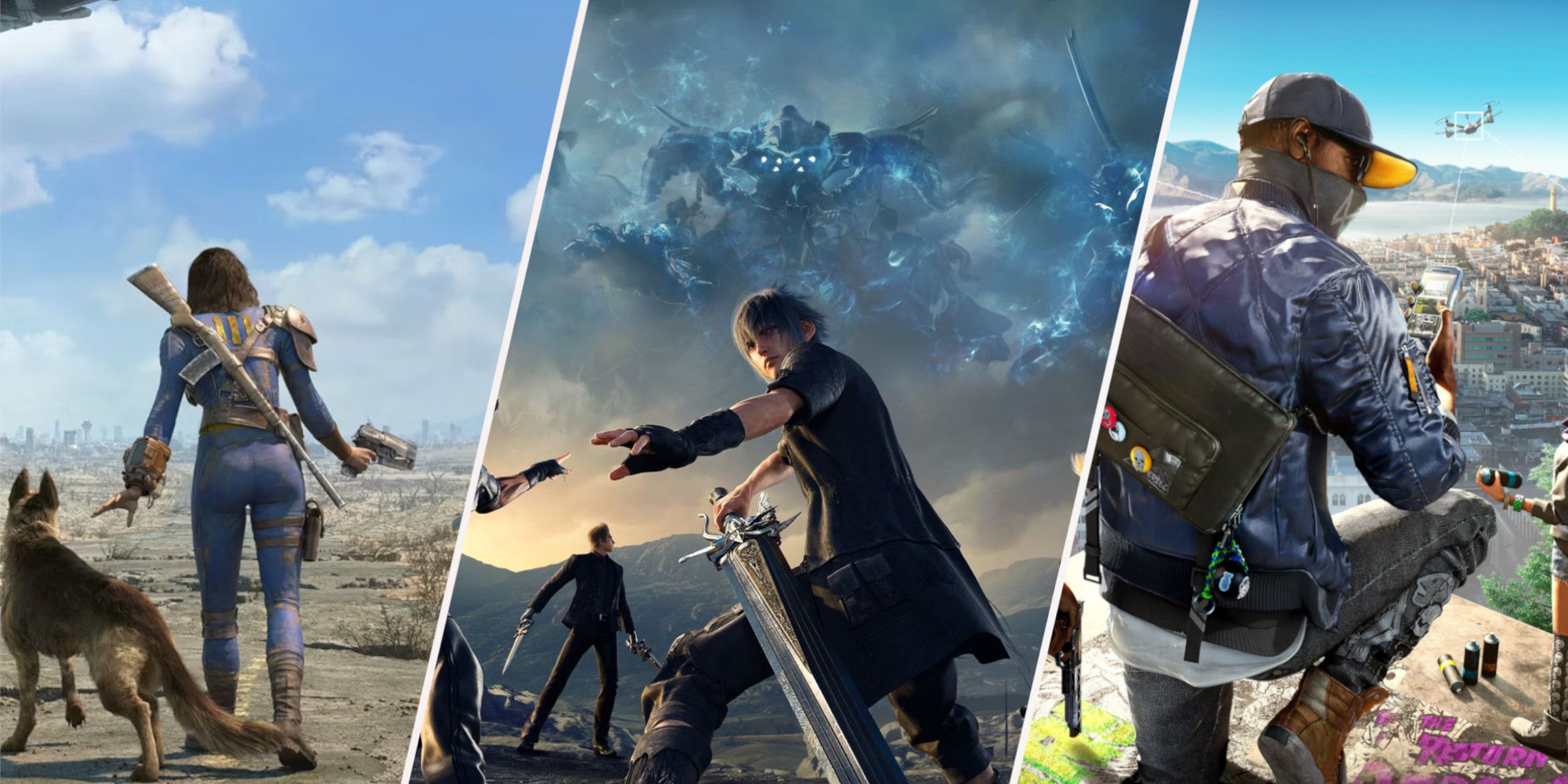 Featured split Fallout 4 Final Fantasy 15 and Watch Dogs 2