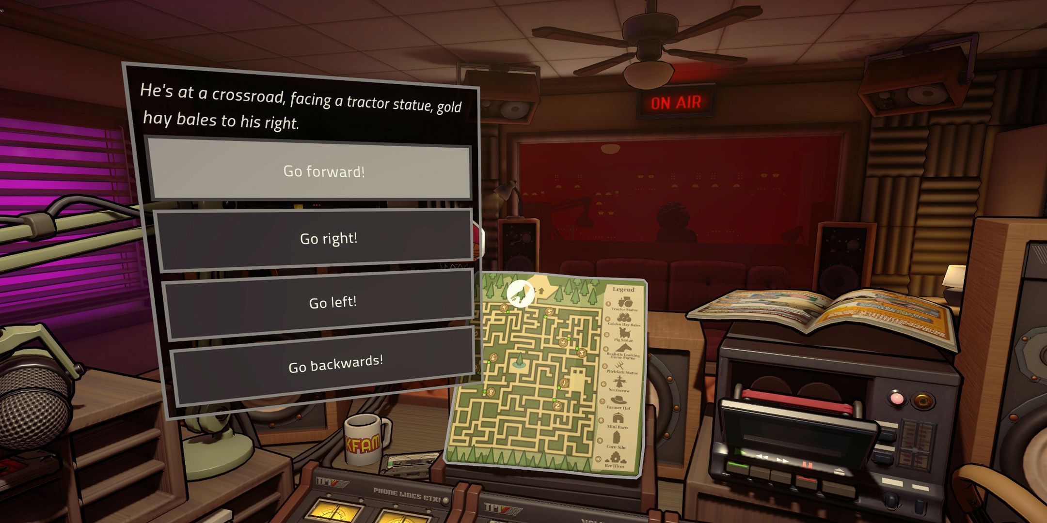 A menu displaying story choices in Killer Frequency.