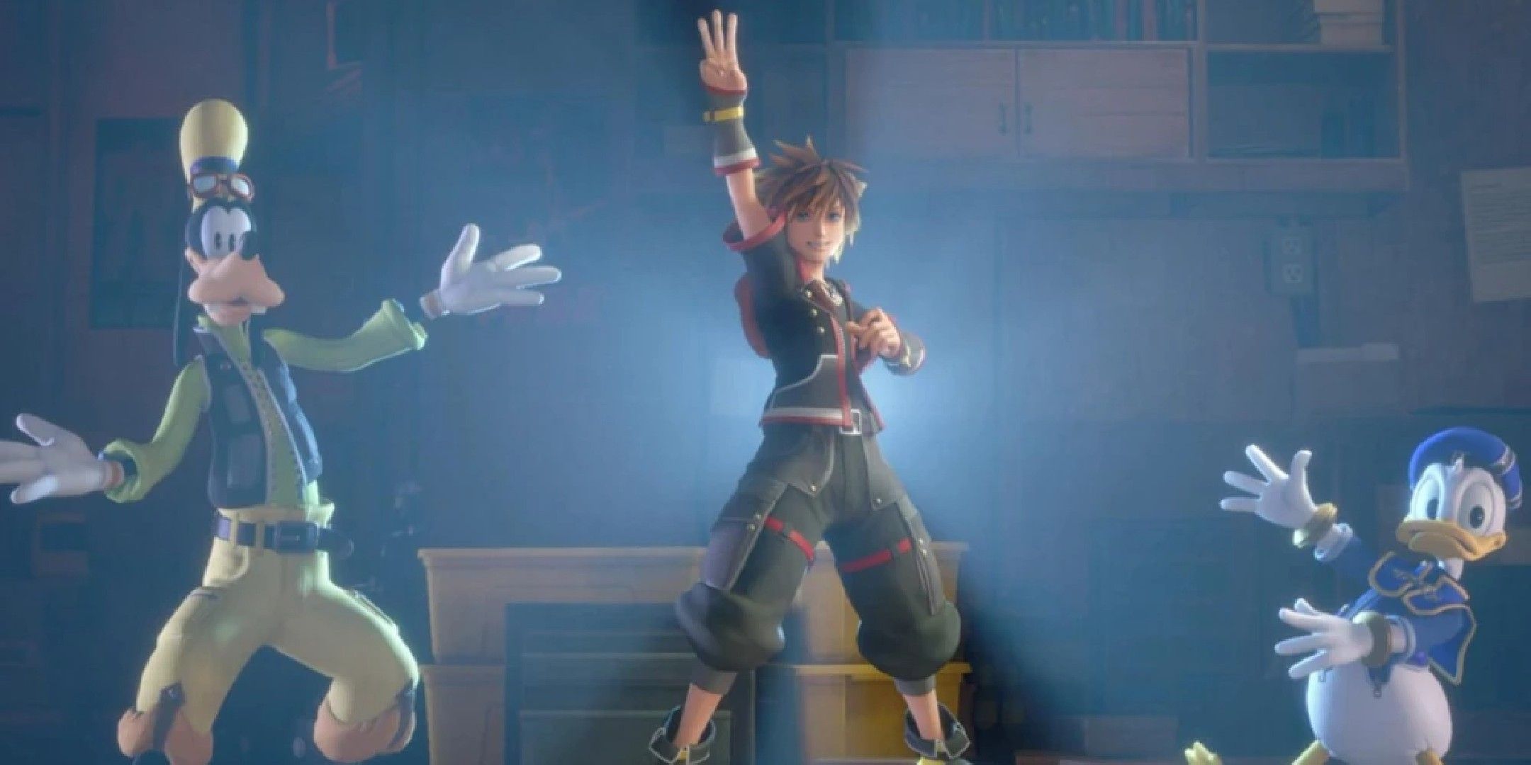 kingdom hearts 3 image showing goofy, sora and donald