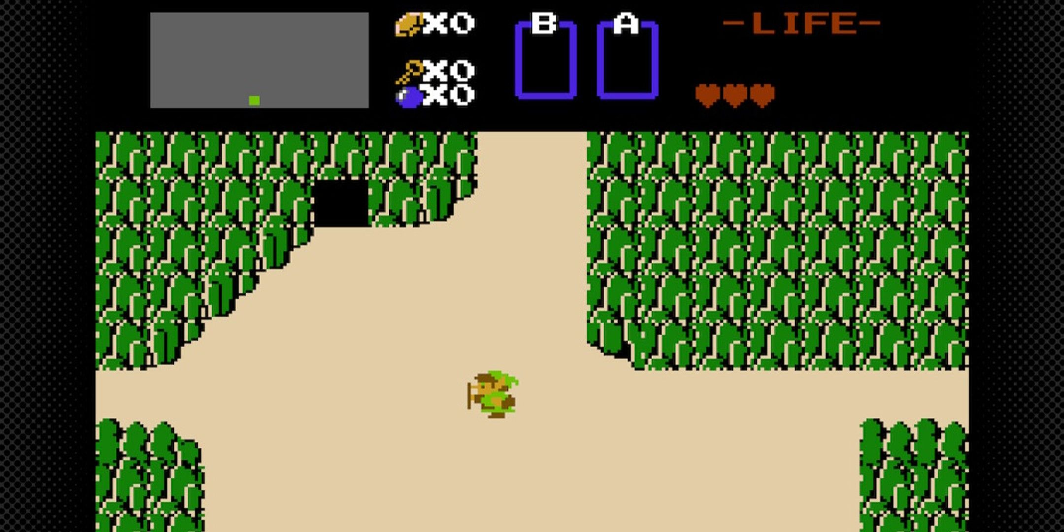 Link in the first screen of The Legend of Zelda.