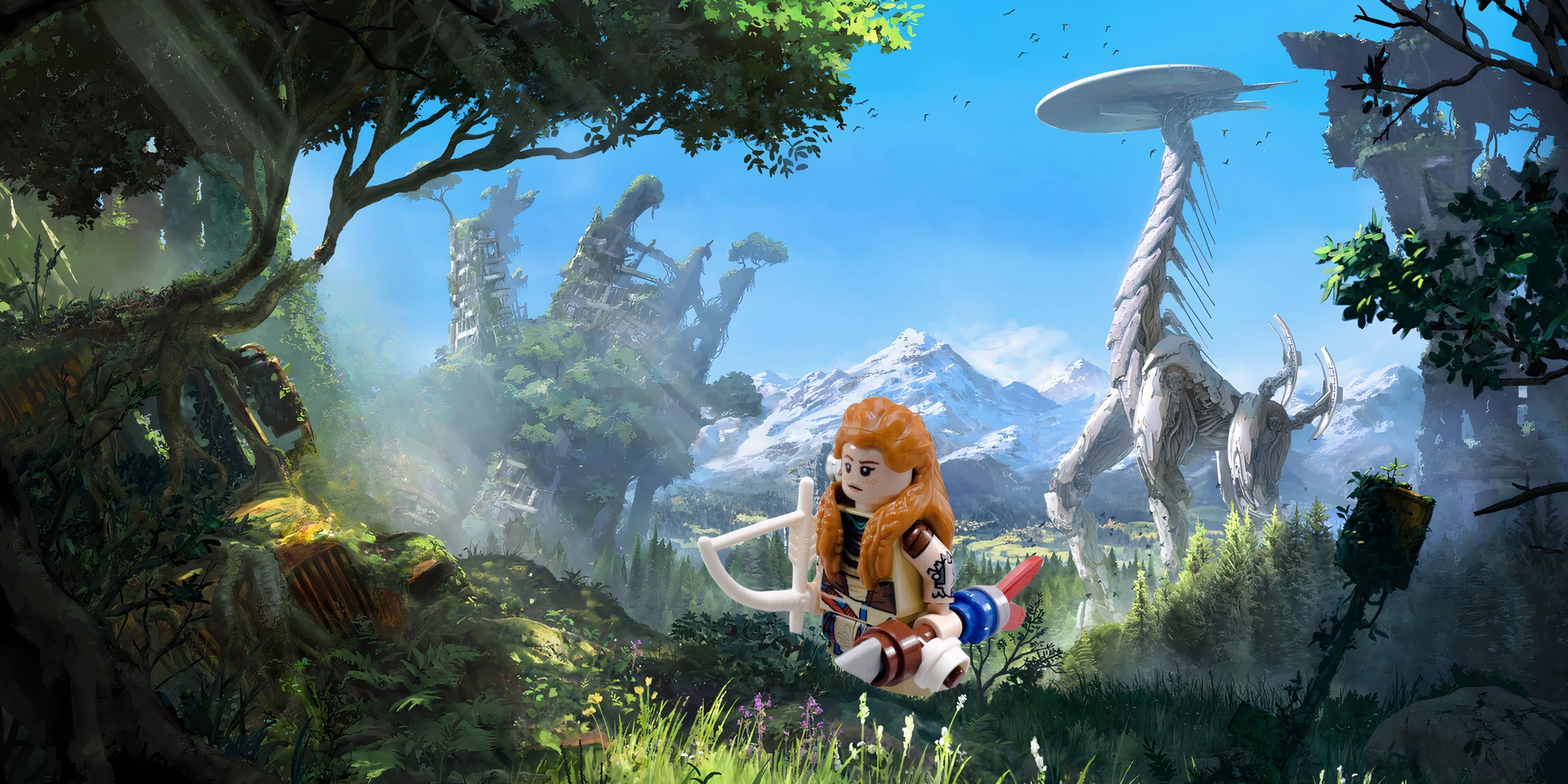 Lego Aloy inside Horizon Zero Dawn Key Art