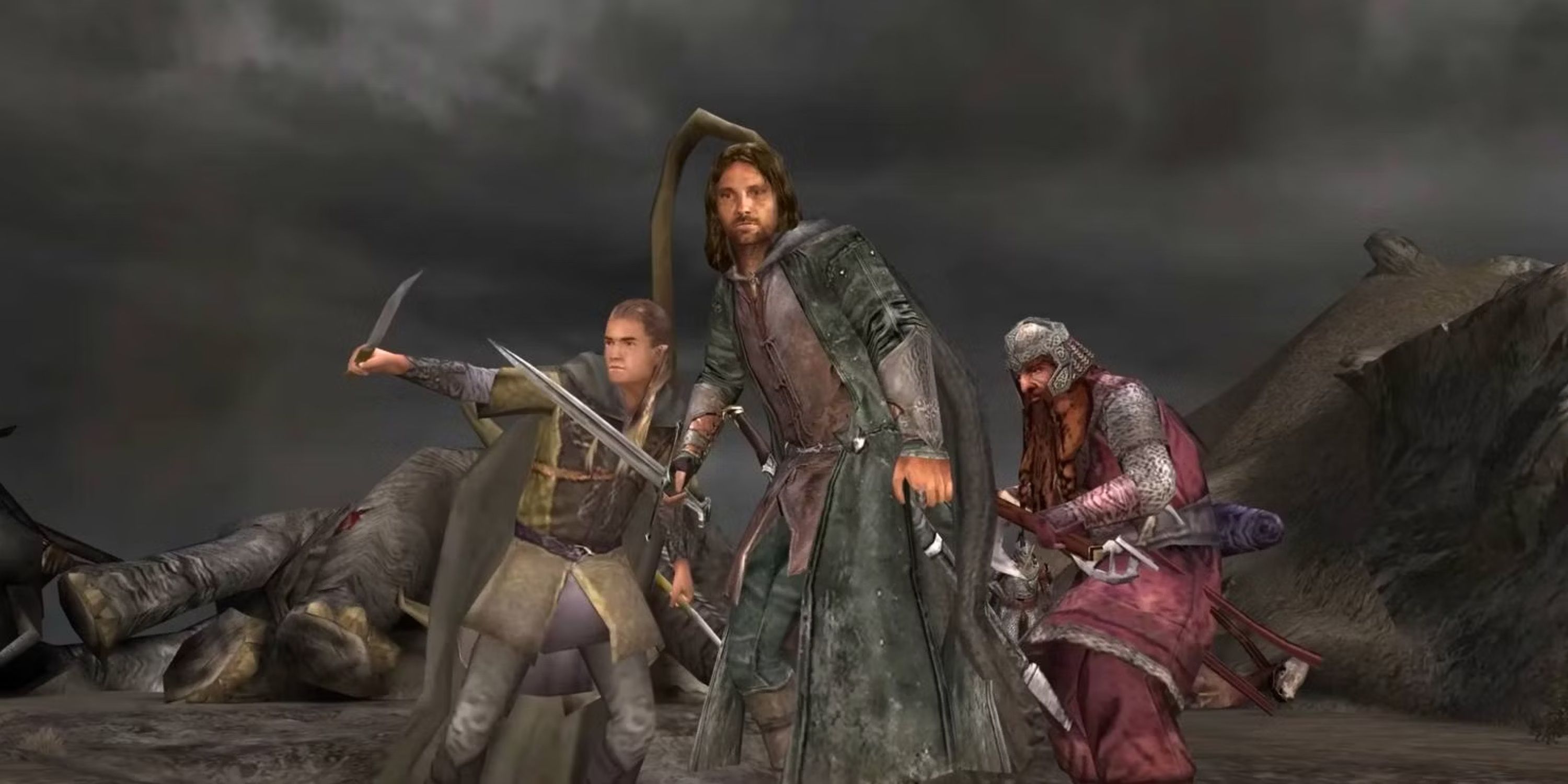 Legolas Aragorn and Gimli in The Lord of the Rings The Return of the King game