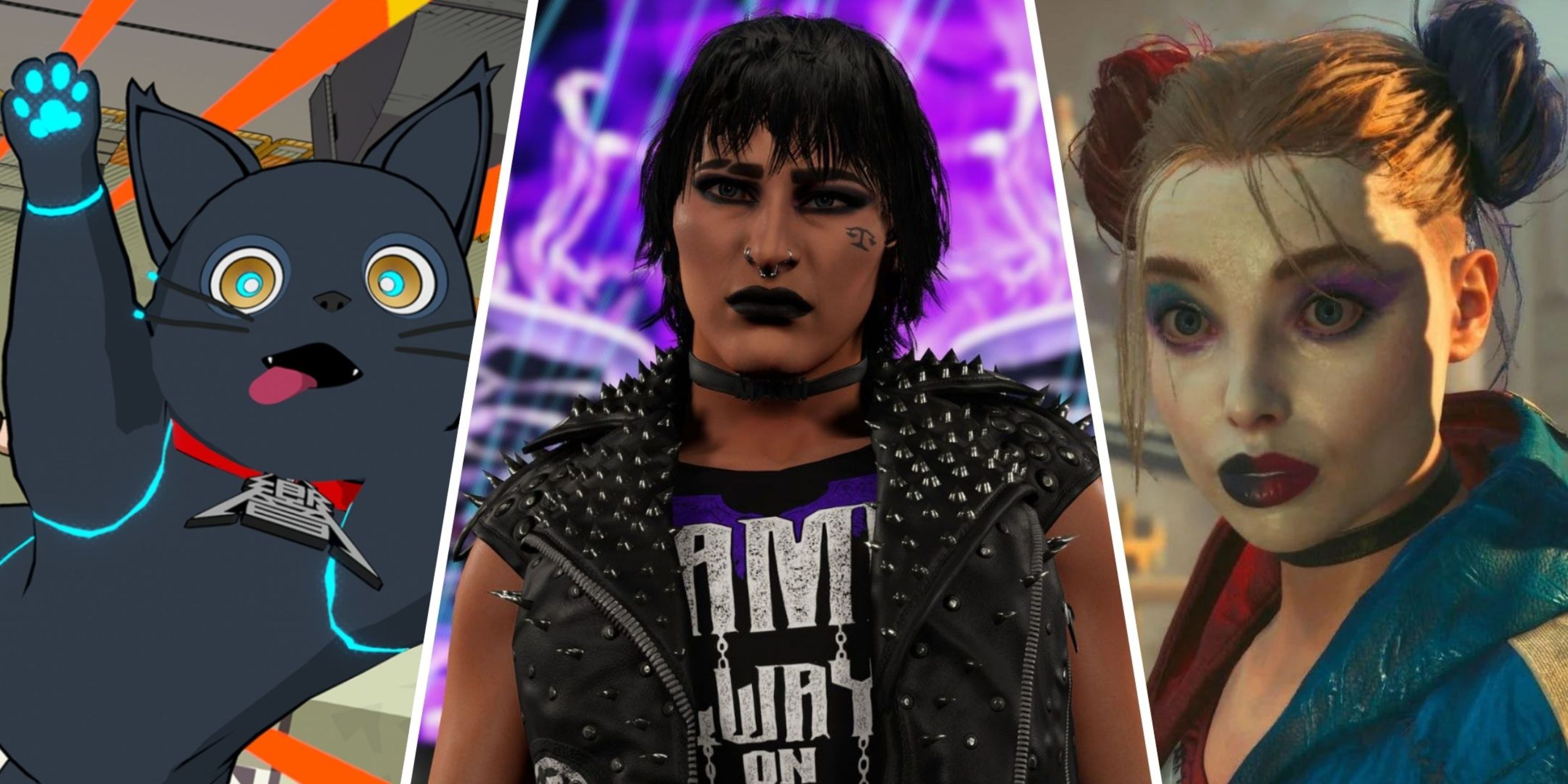 808 from hi-fi rush, rhea ripley in wwe 2k24, and harley quinn in kill the justice league