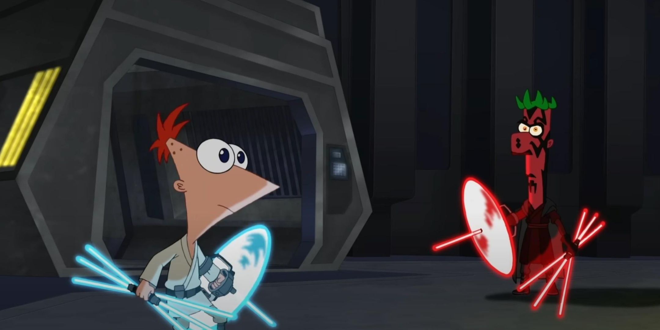 Phineas and Ferb have a Lightsaber Duel in their Star Wars Crossover