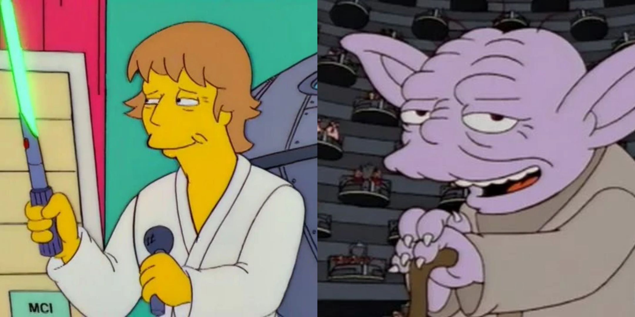 Luke SKywalker in The simpsons and Cosmic Wars Yoda