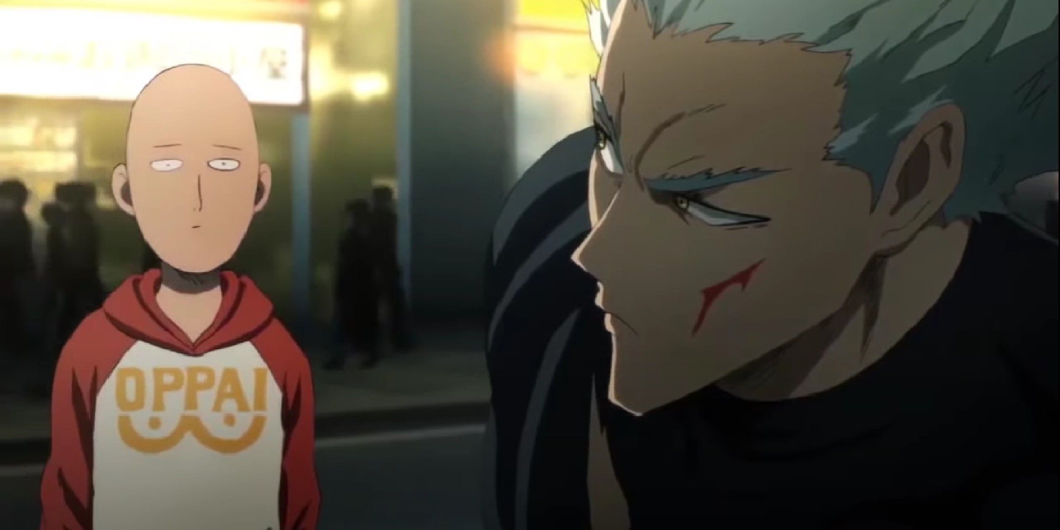 one punch man scene showing the first time saitama and garou met