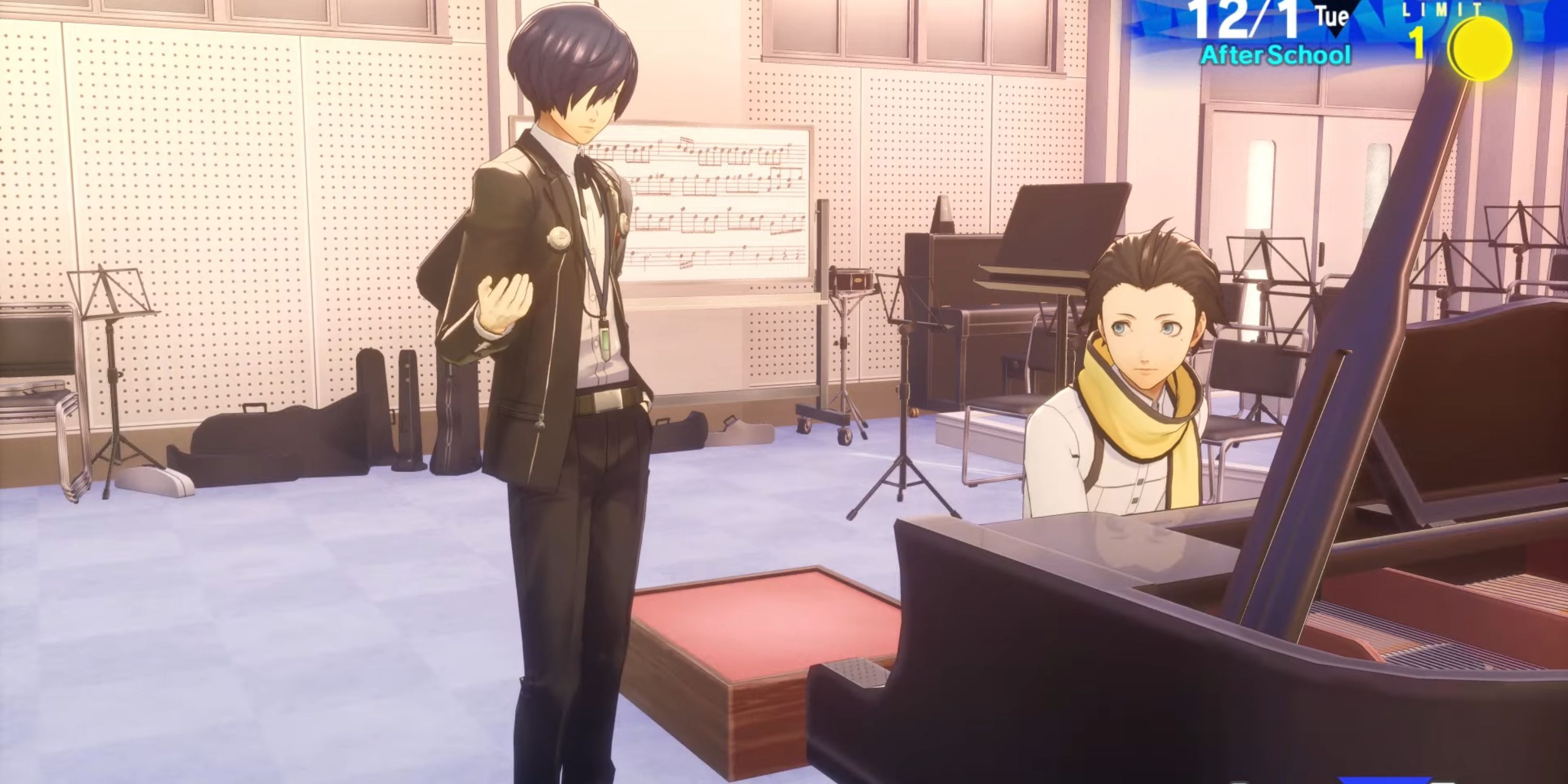 The Protagonist talks to Ryoji Mochizuki in the music room