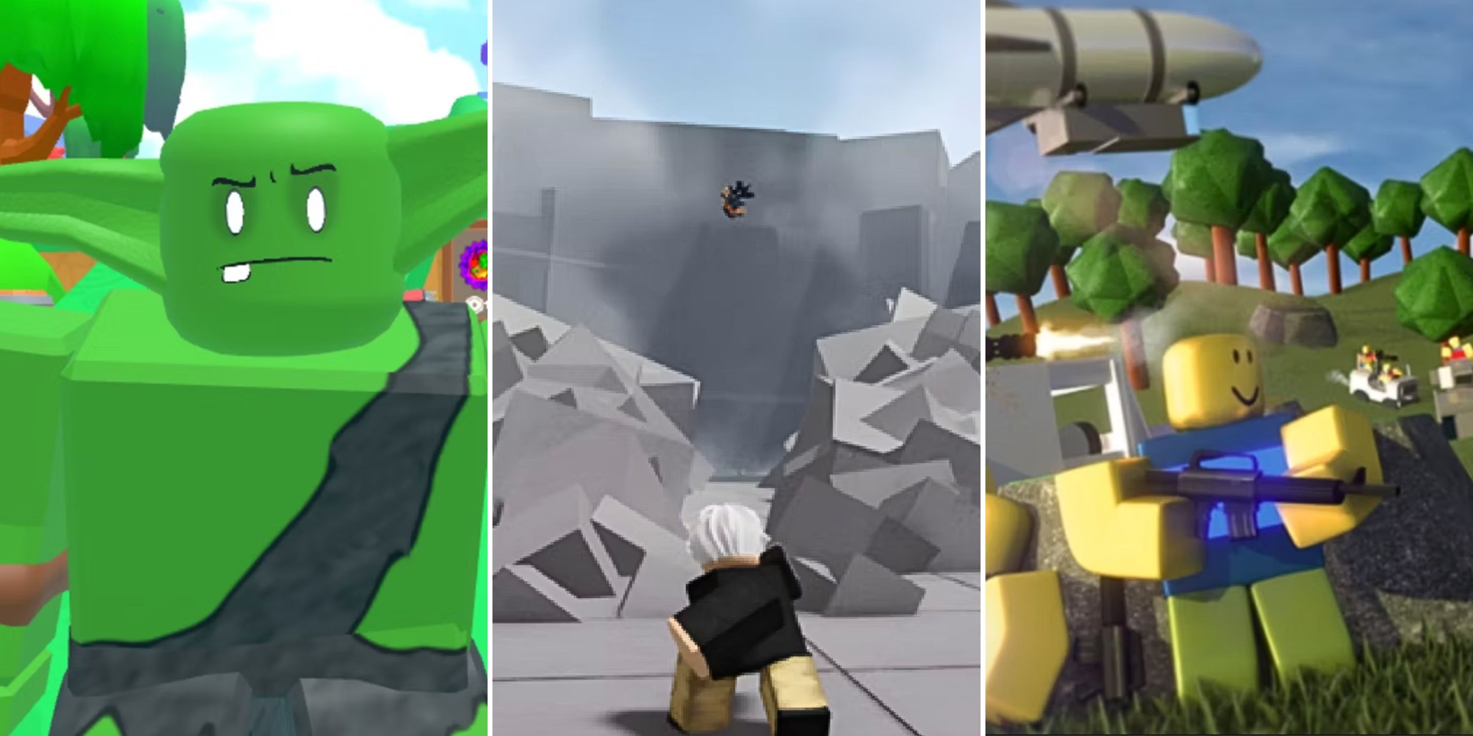 Collage image of three Roblox Fighting Games