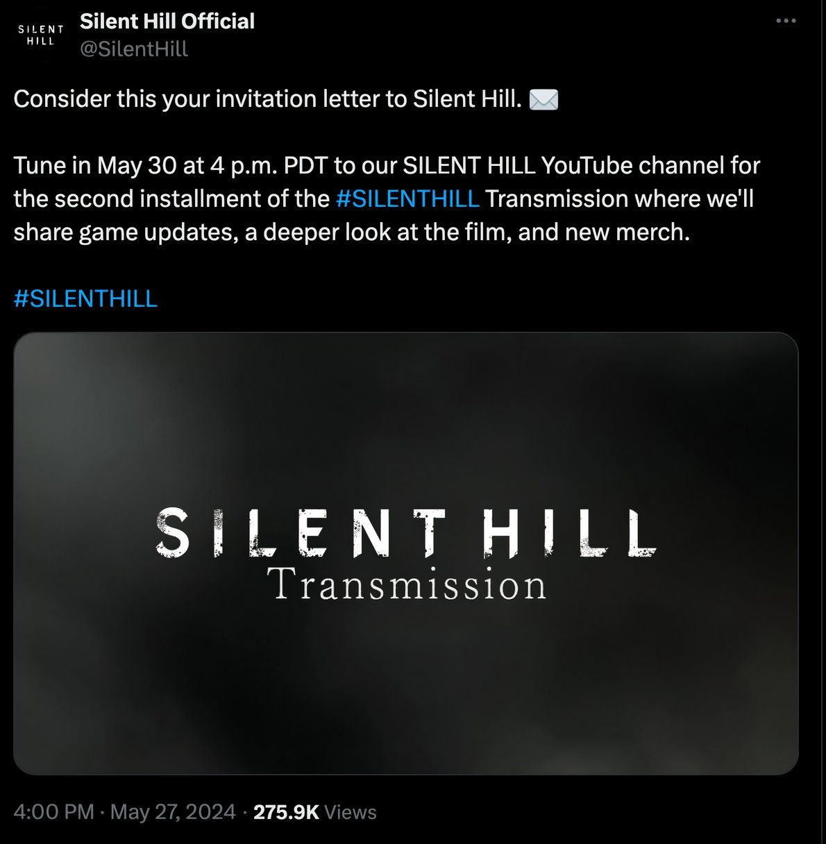 Silent Hill Transmission с «обновлениями игры» выйдет 30 мая