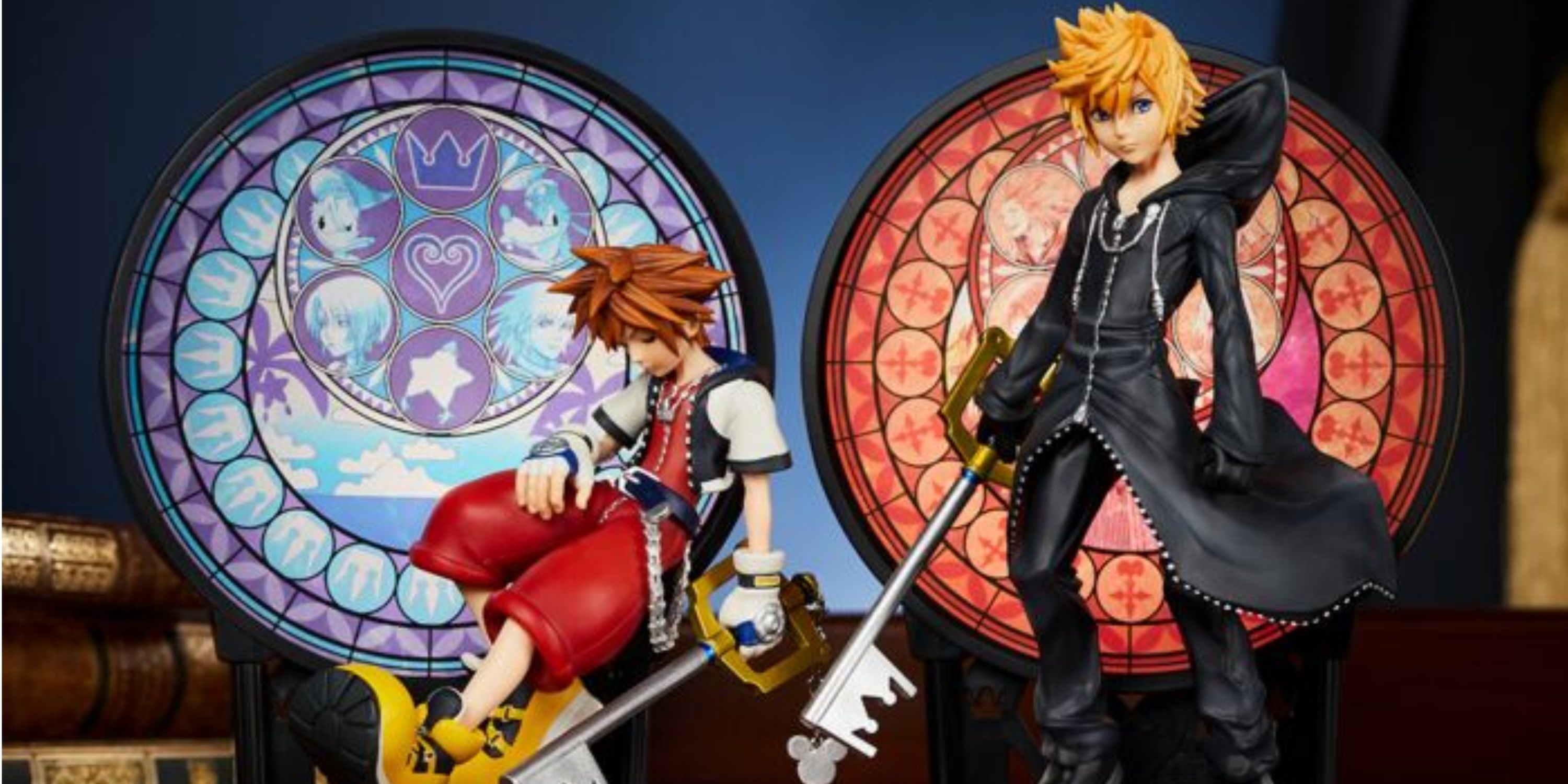 Sora and Roxas stained-glass figures next to each other.