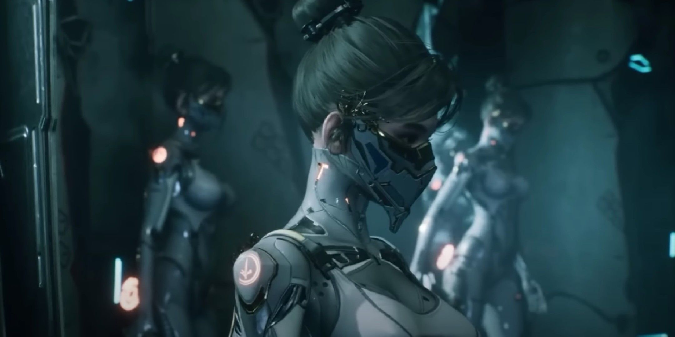 Stellar Blade image showing several androids coming out of pods during the games final ending