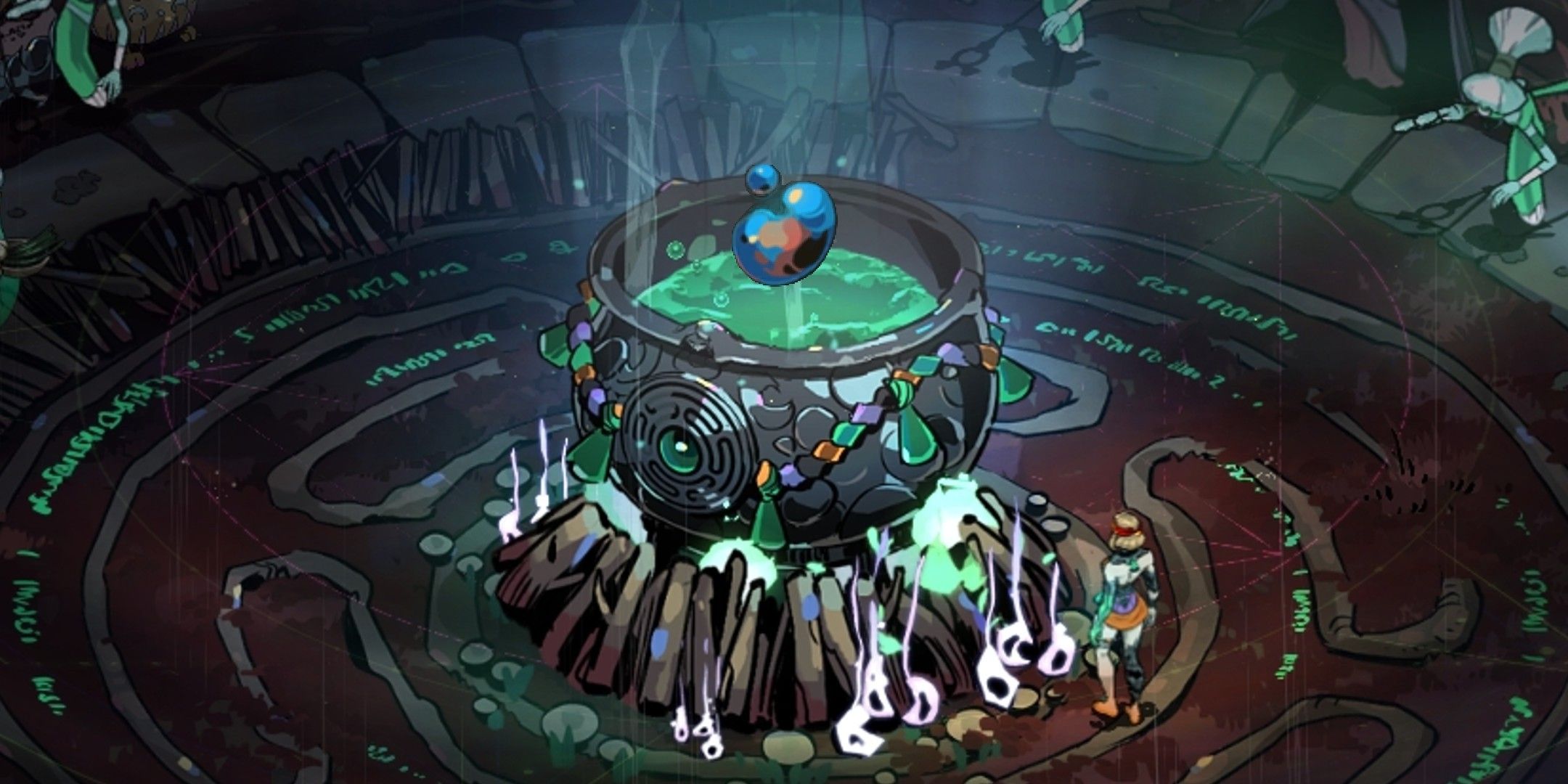 Tears hovering above a cauldron in Hades 2