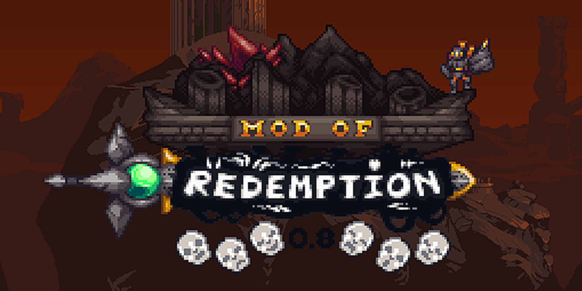 Terraria Mode Of Redemption Title Art Showing A Rocky Environment