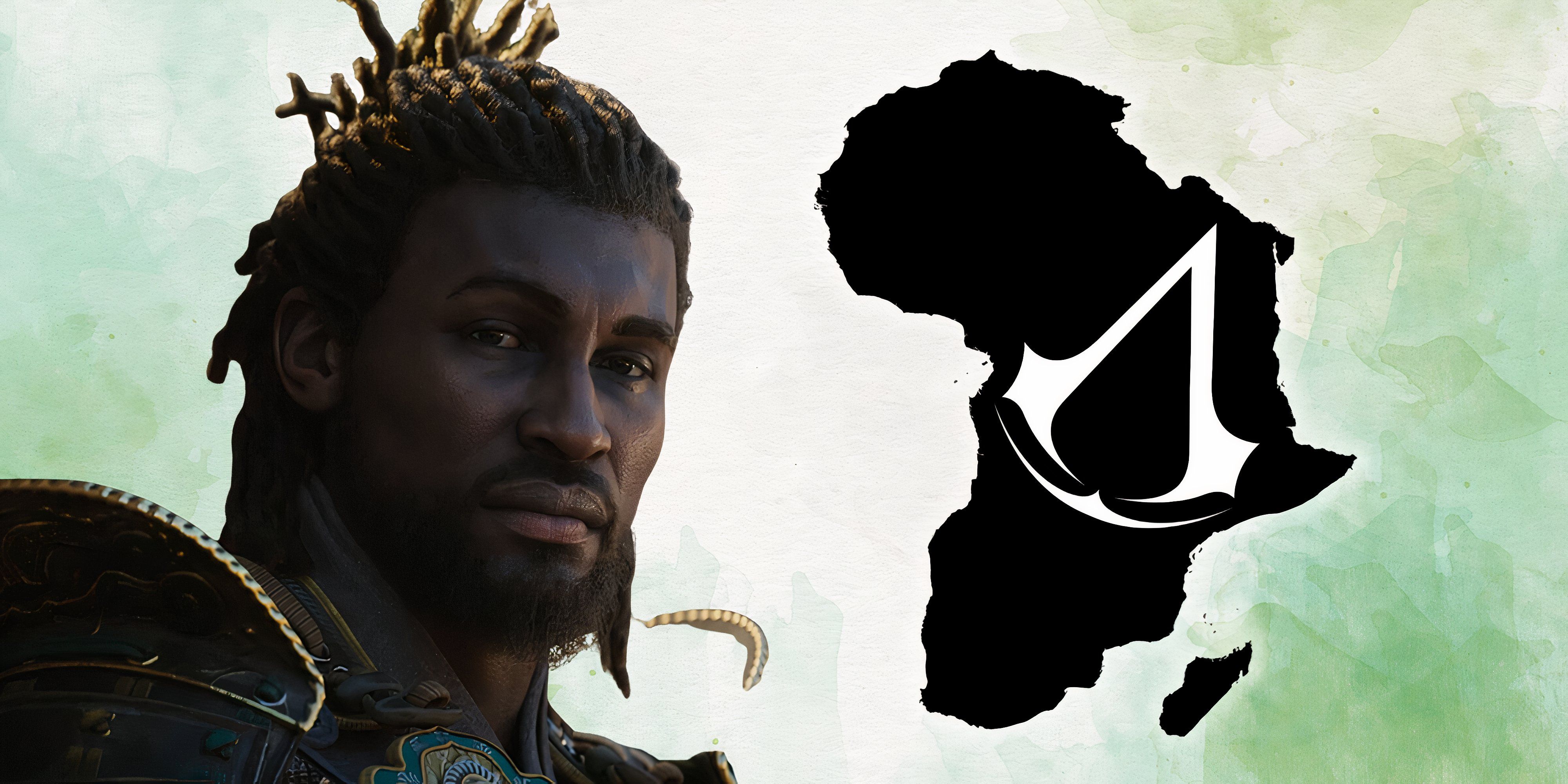 Yasuke from Assassin's Creed next to an outline of Africa