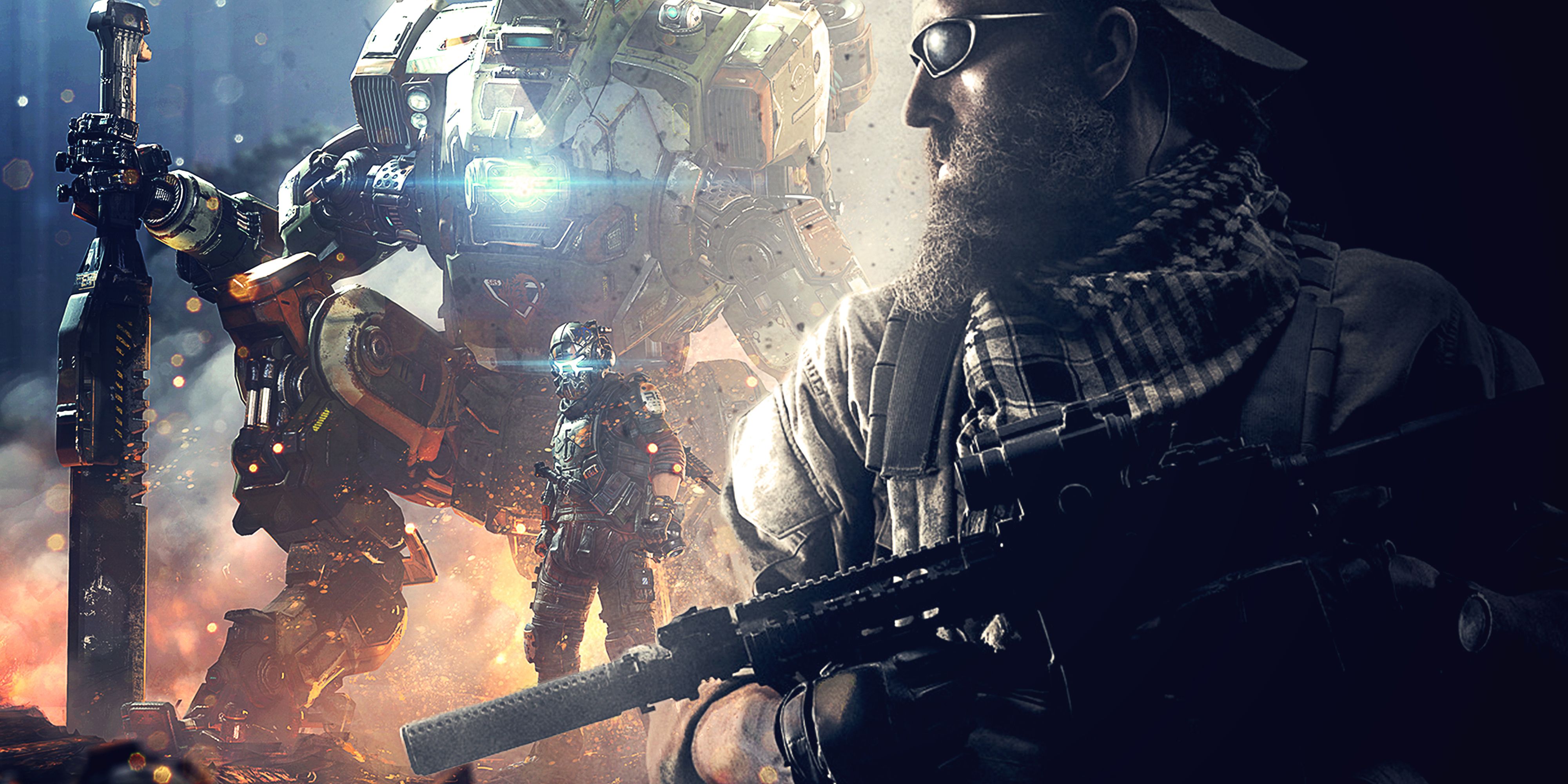 Characters from Titanfall 2 and a modern shooter