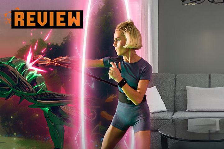 Quell player punching through portal in her living room to hit a tree