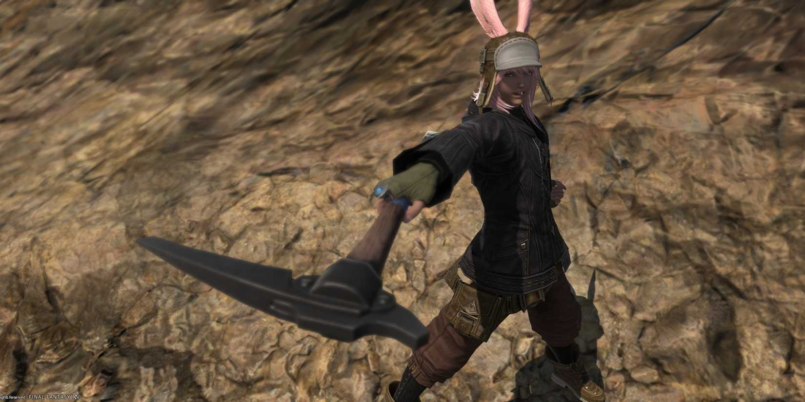 A viera miner in Final Fantasy 14