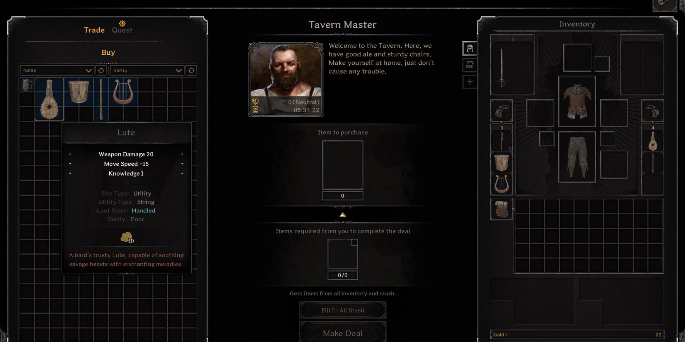 تجهیزات Bard in Dark and Darker.