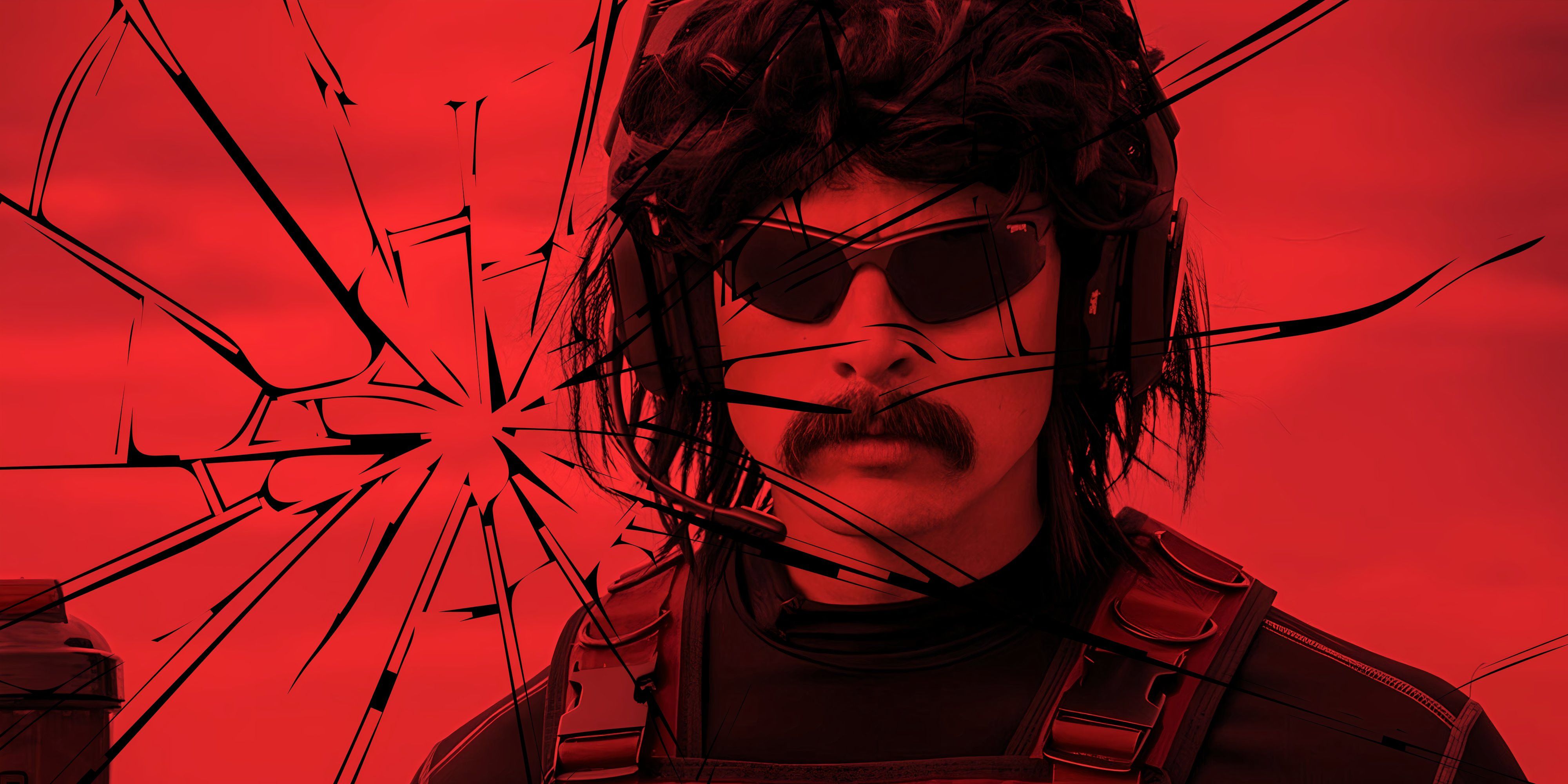 Dr DisRespect with red filter and shattered glass