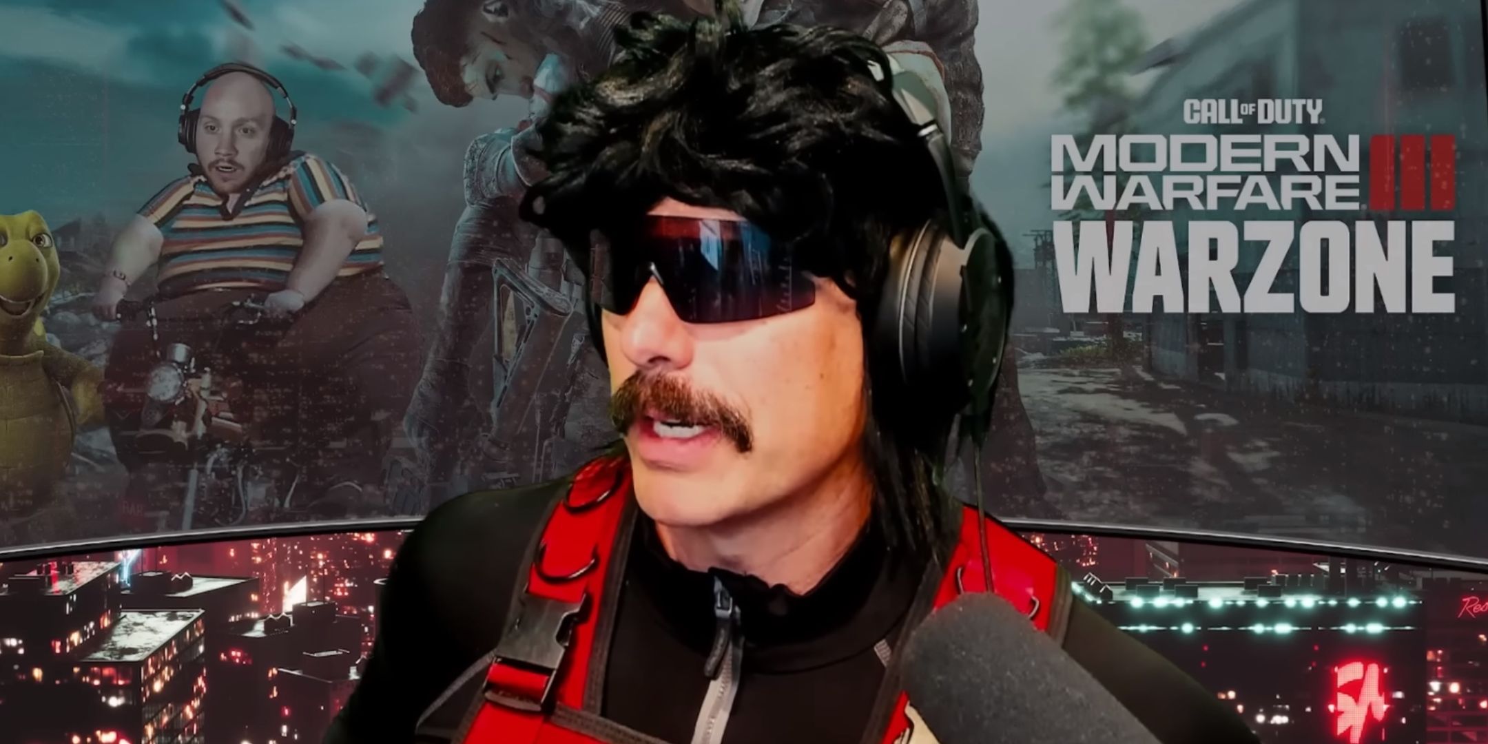 Dr Disrespect in one of his YouTube videos. He is sitting on a gaming chair and in front of a mic