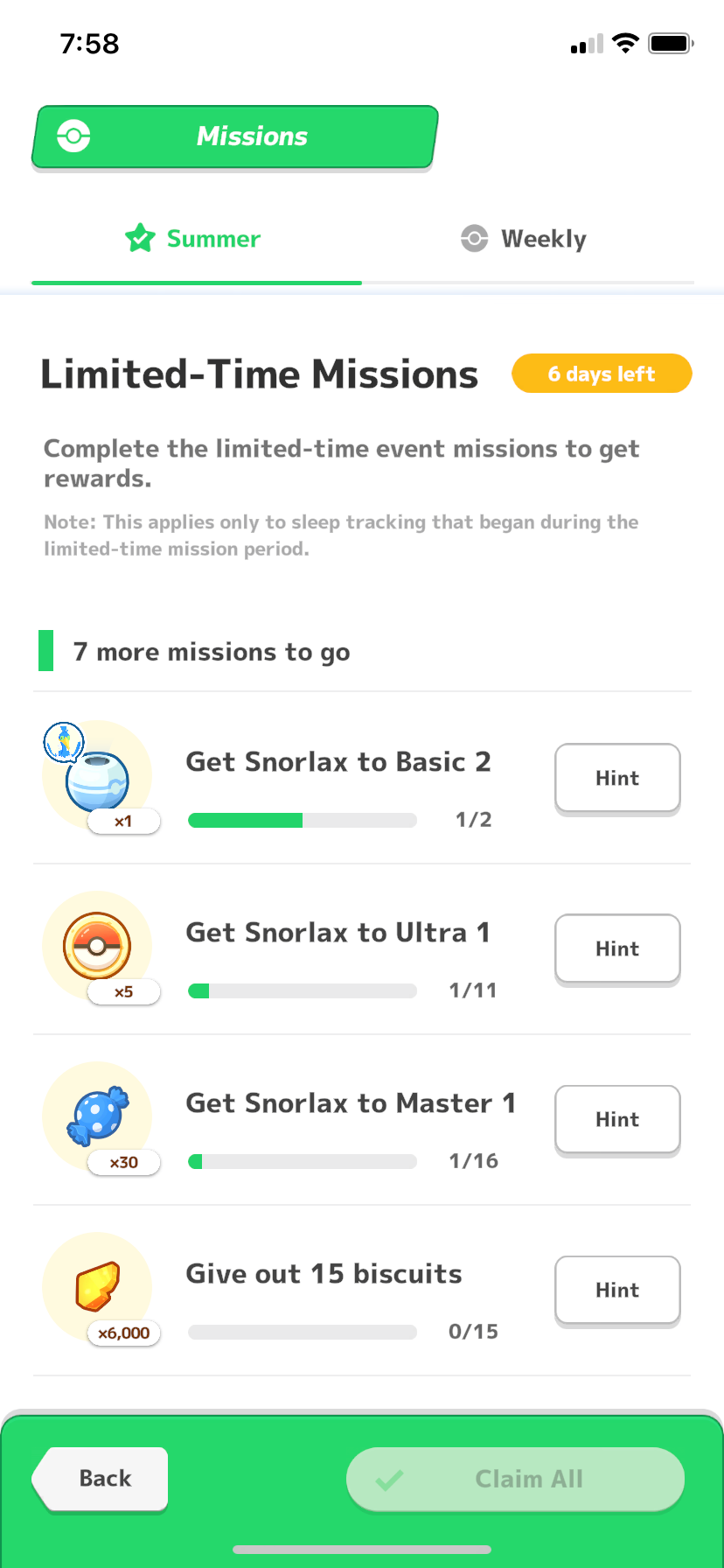 Pokemon Sleep Event Missions page
