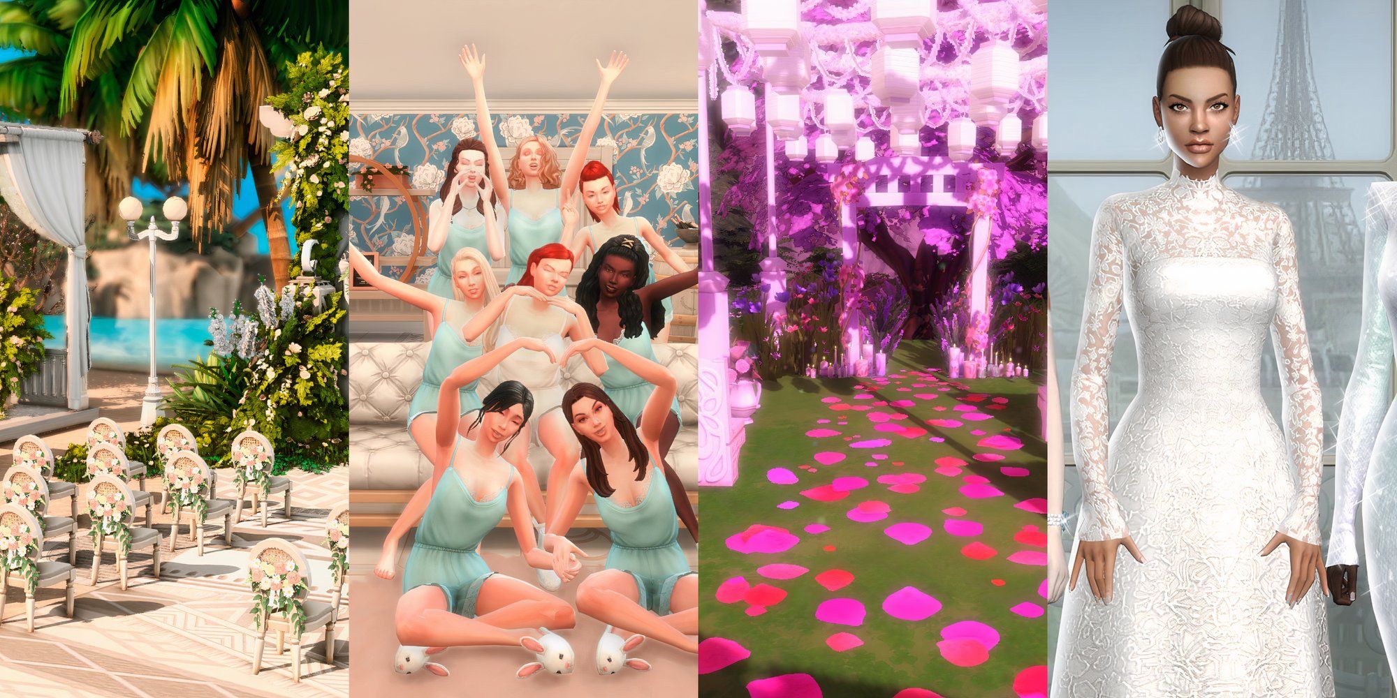 Collage with various wedding related CC for The Sims 4