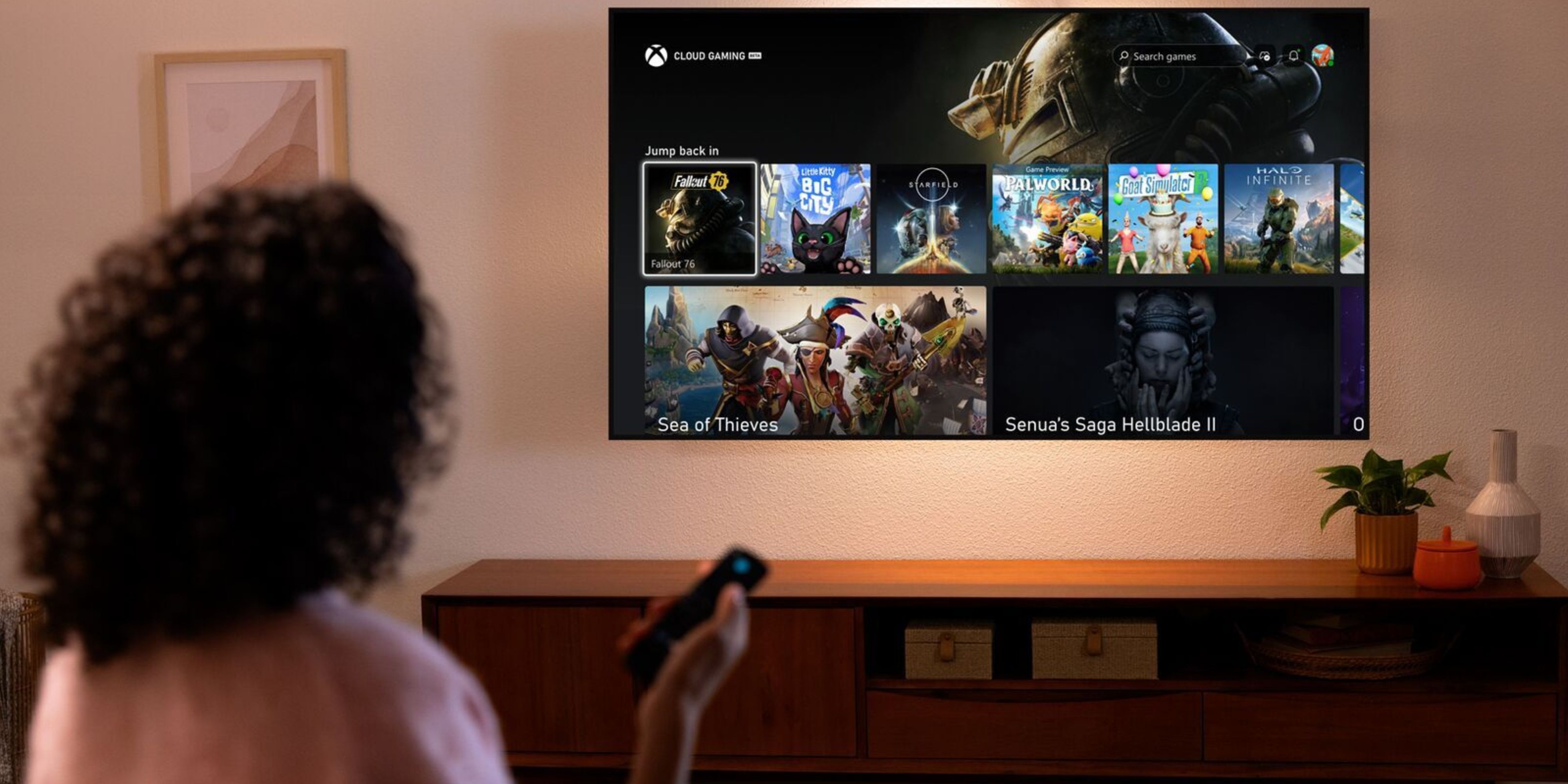 someone using xbox game pass via an amazon fire stick