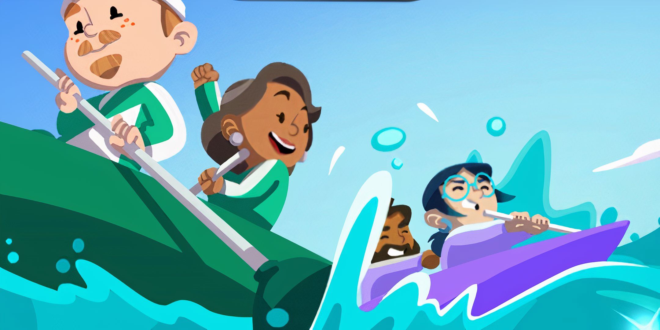 Two couples excitedly boating in Monopoly Go.