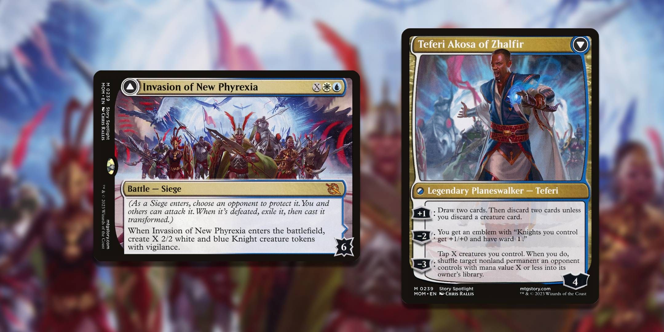 Invasion of New Phyrexia + Teferi Akosa of Zhalfir Magic: The Gathering cards