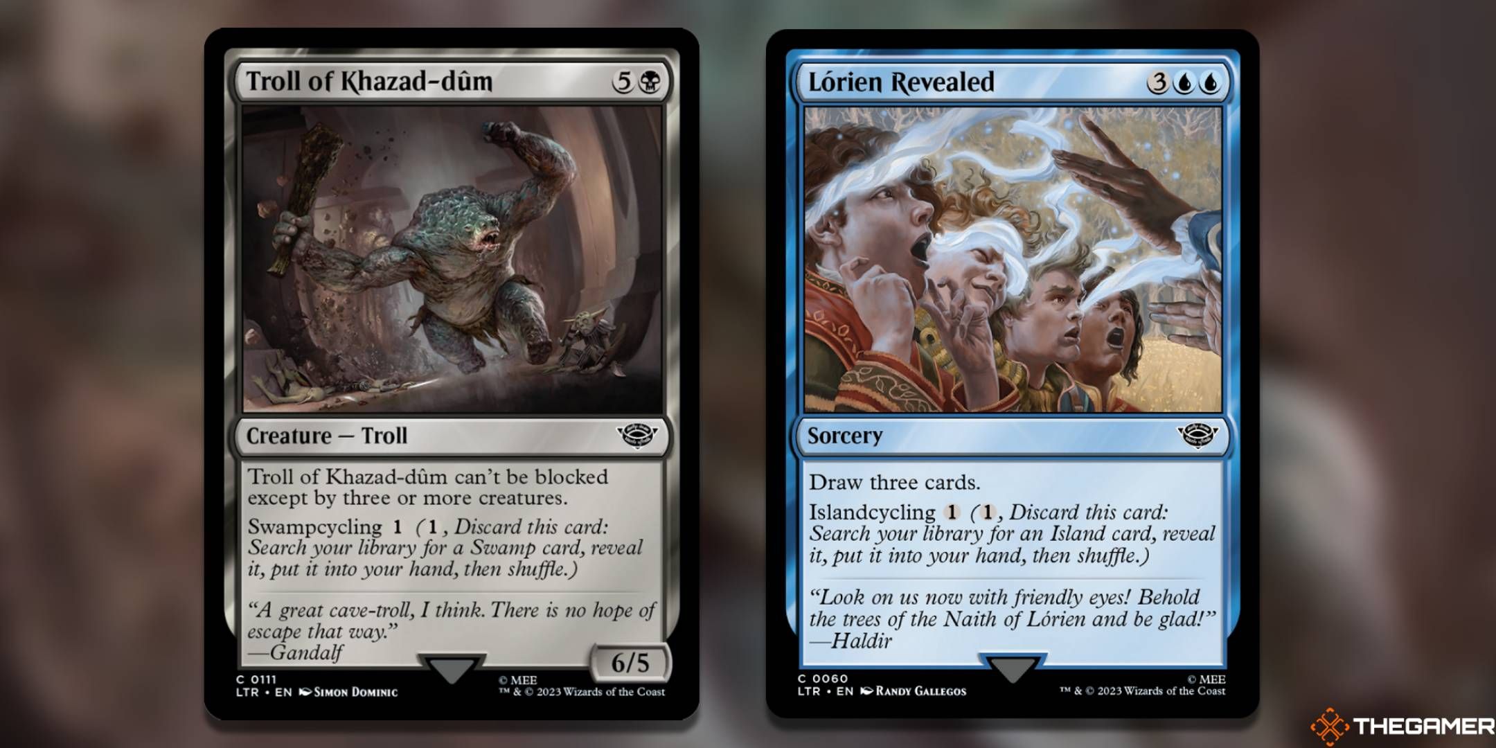 Troll of Khazad-dum + Lorien Revealed Magic: The Gathering cards