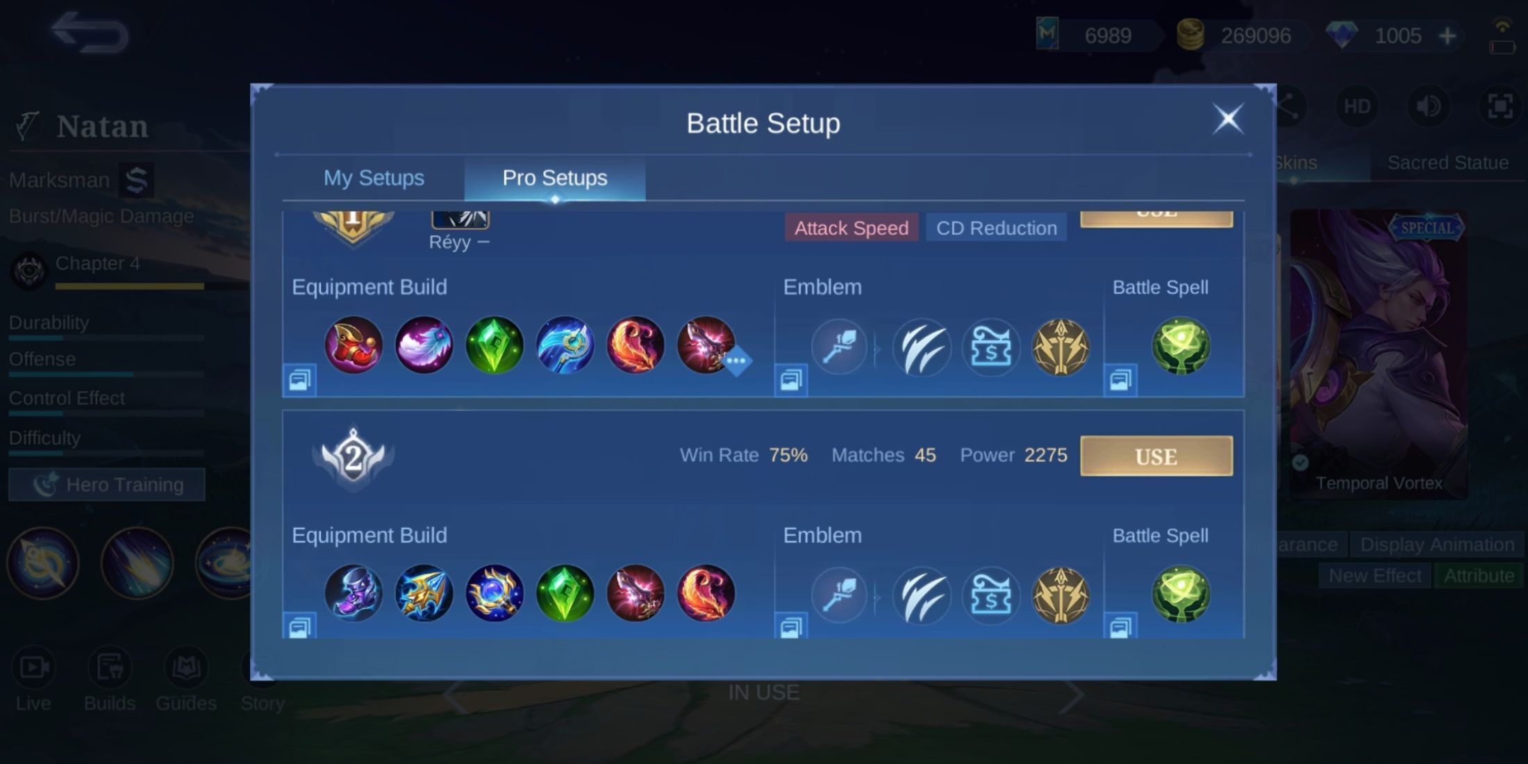 Natan equipment build in Mobile Legends Bang Bang.