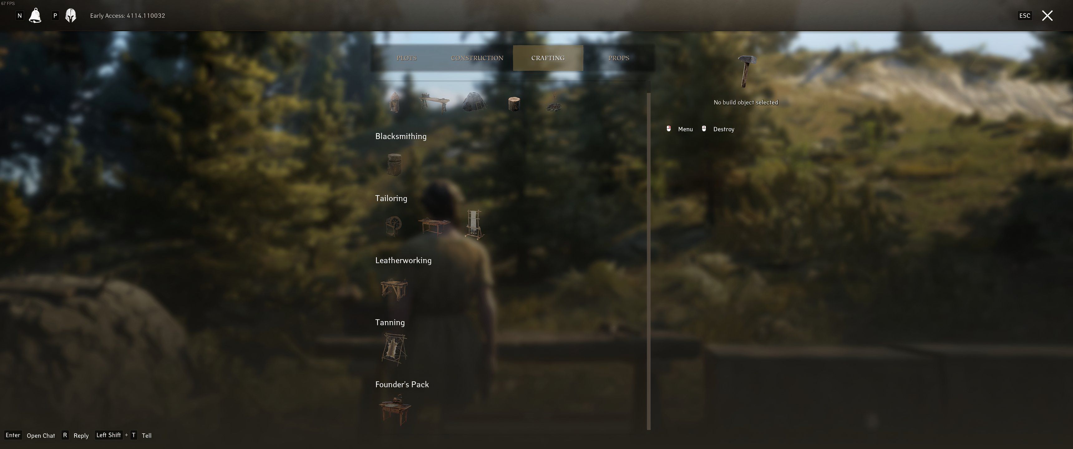 Pax Dei: An image of the hammer in the crafting menu