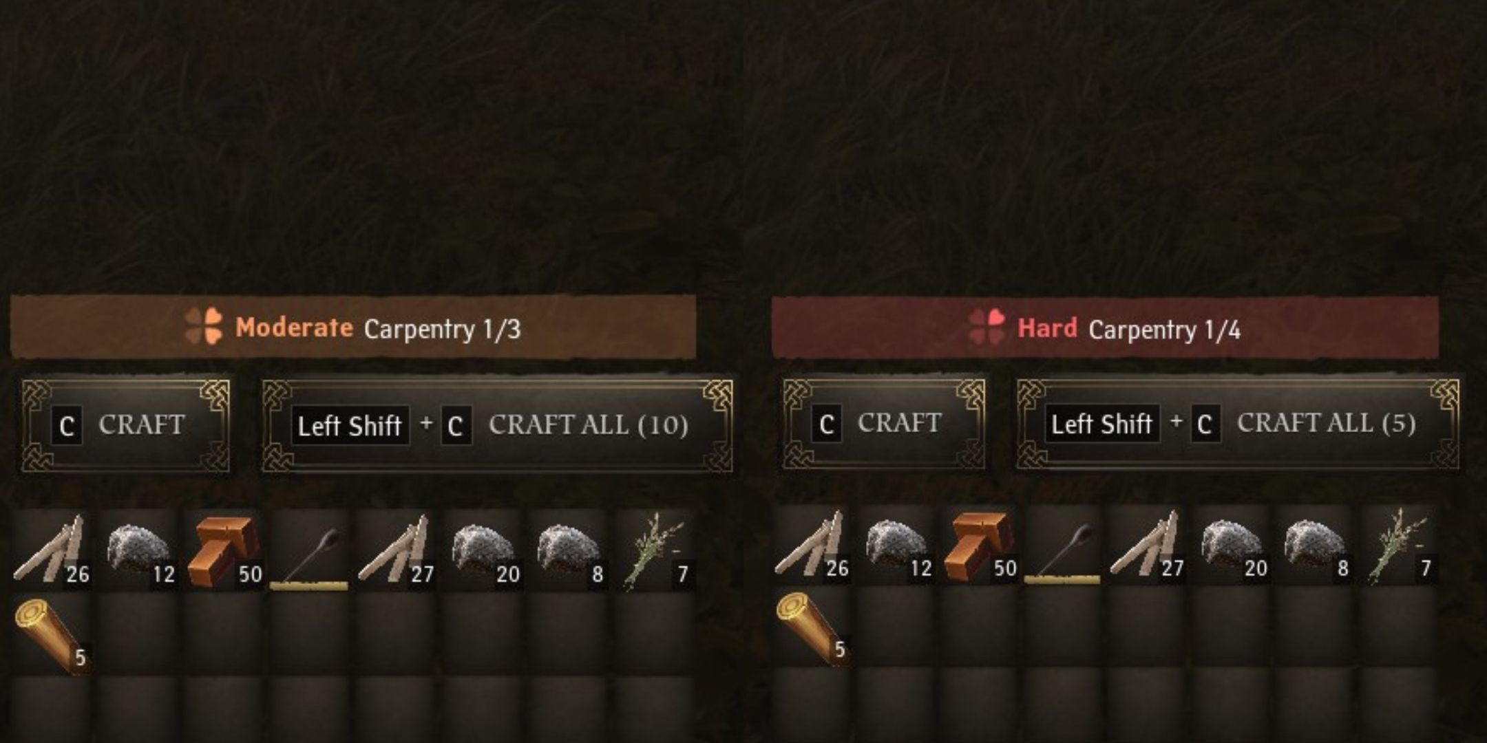 Pax Dei Carpentry recipe levels