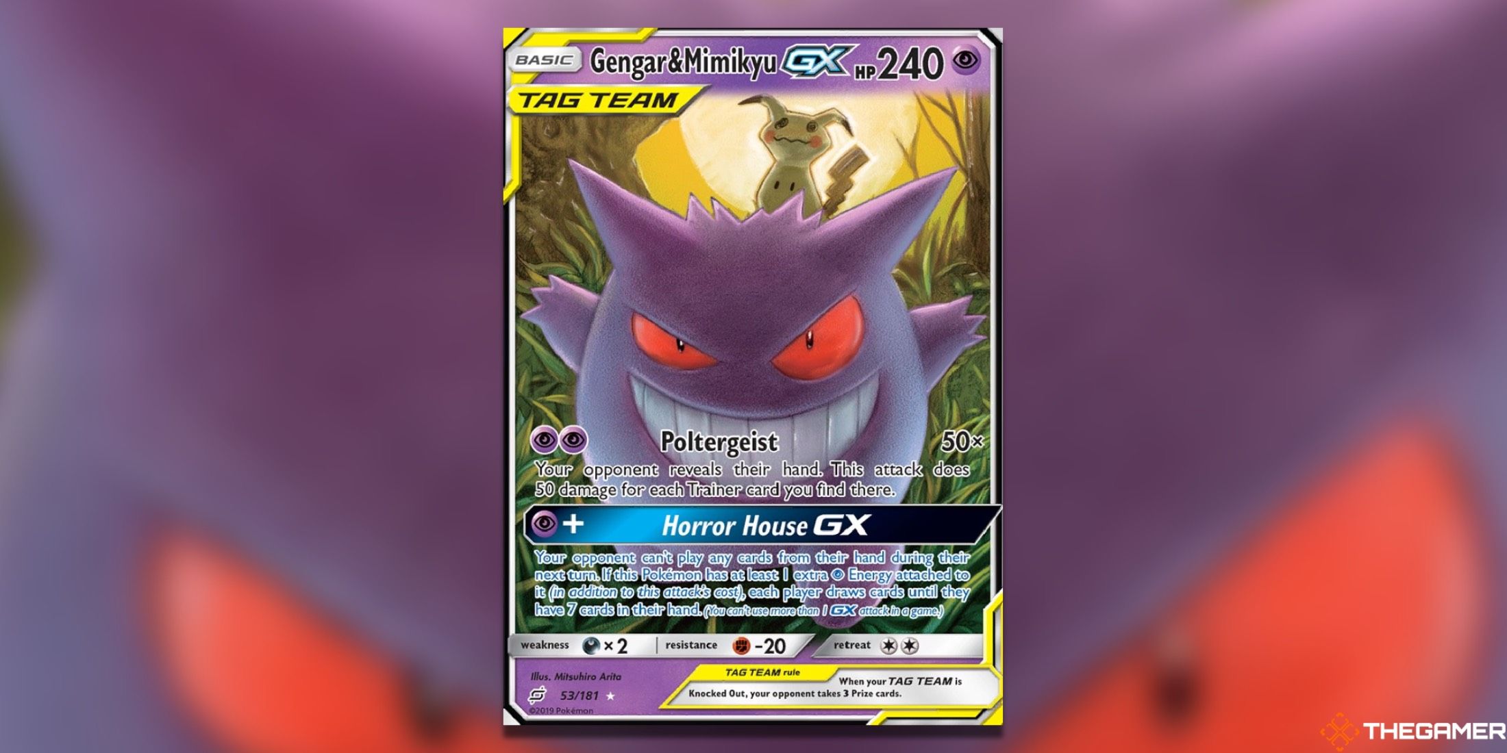 The Team Up Gengar&Mimikyu GX Ultra Rare from the Pokemon TCG.