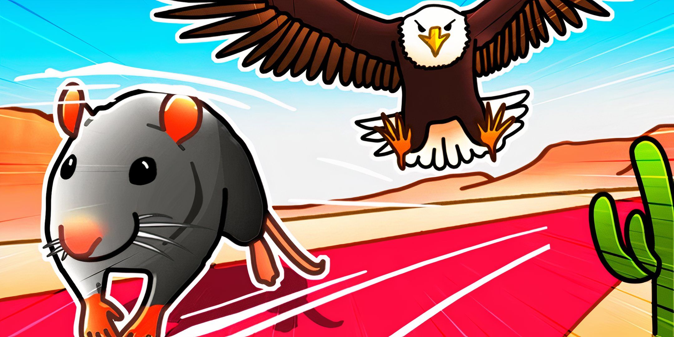 A rat and a flying eagle in Roblox: Animal Race.