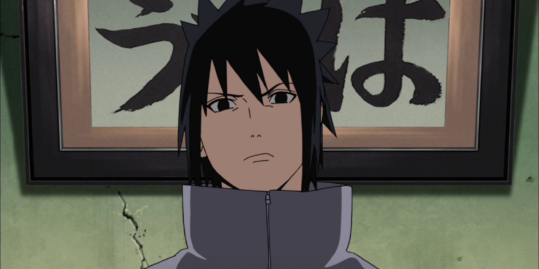 Sasuke from the Naruto series looking forward in disgust.