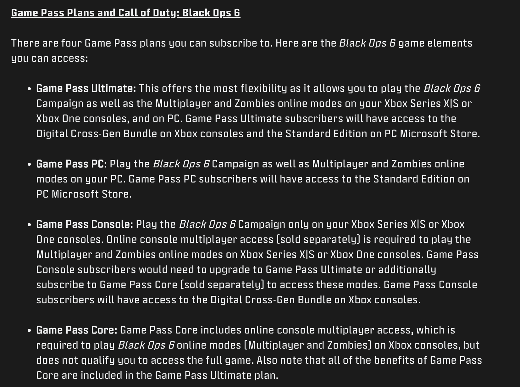 Activision раскрывает, как работает Call Of Duty Blacks Ops 6 в рамках Game Pass