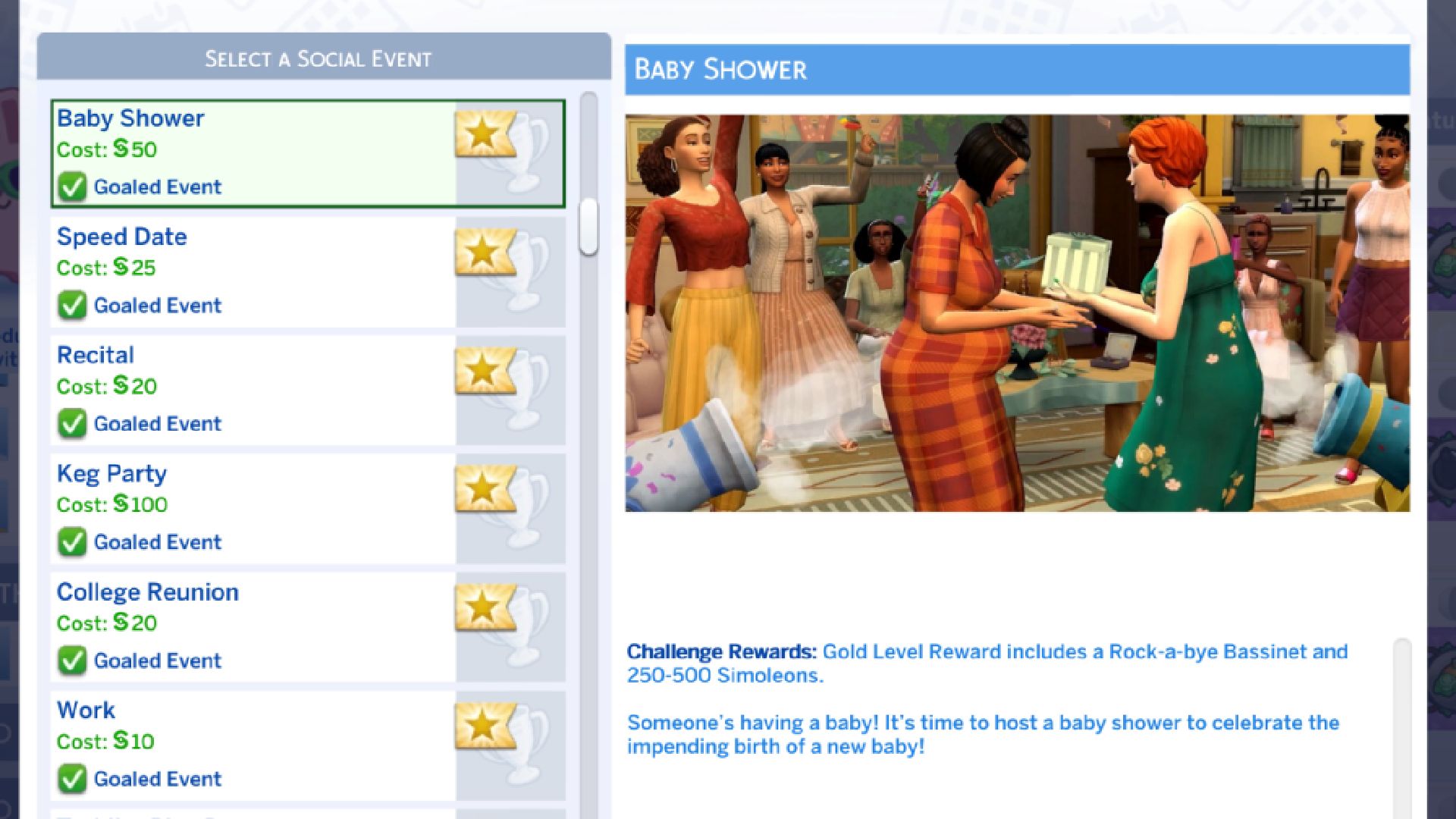 sims 4 baby shower event