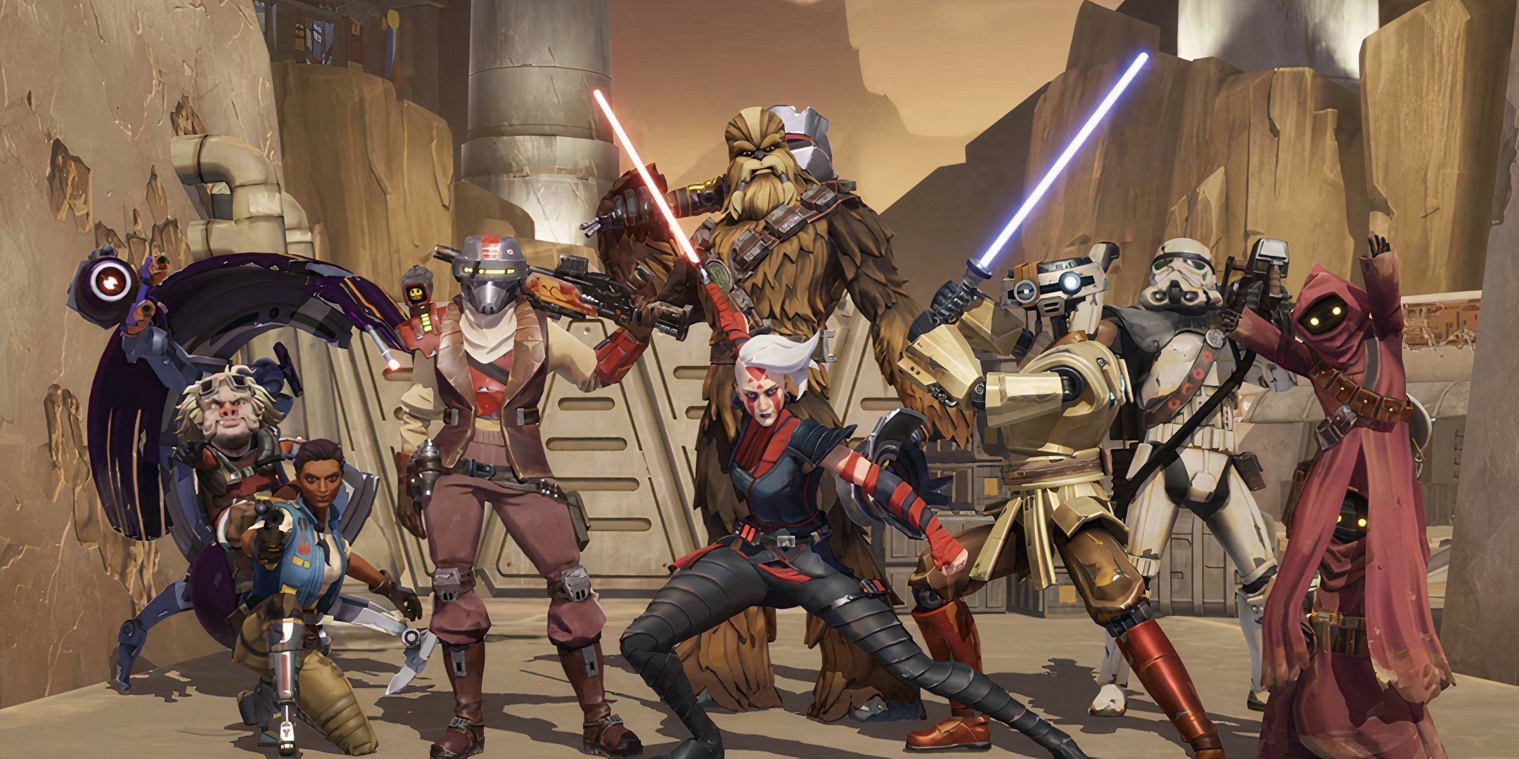star wars hunters featured image with full cast of hunters