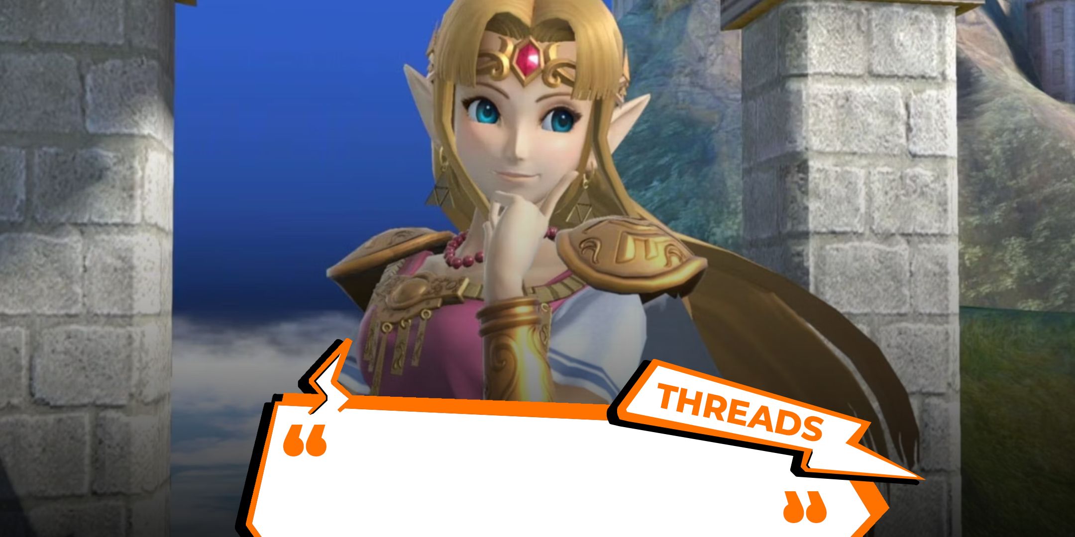 Zelda standing contemplatively in front of an arena in Super Smash Bros. Ultimate