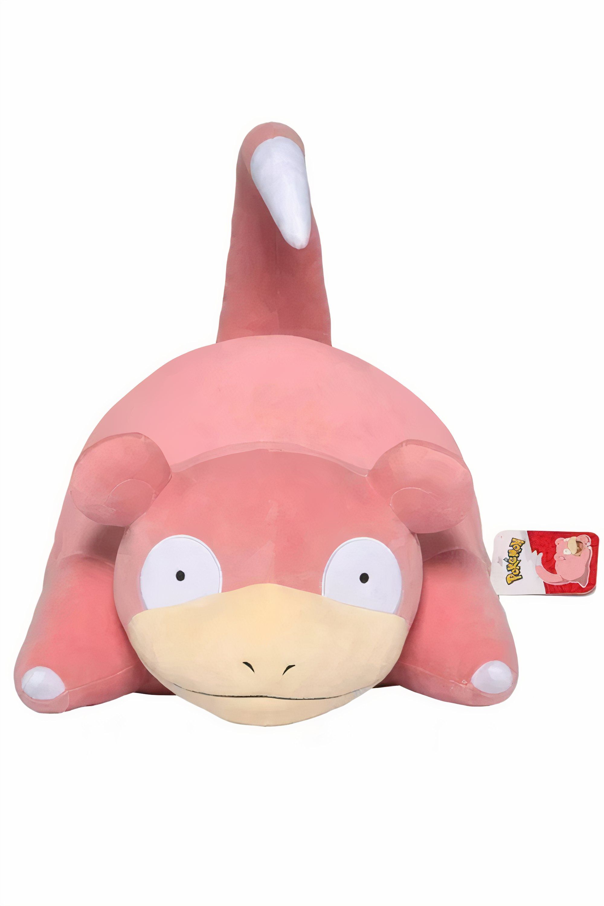 A close up of jazwares slowpoke plush toy