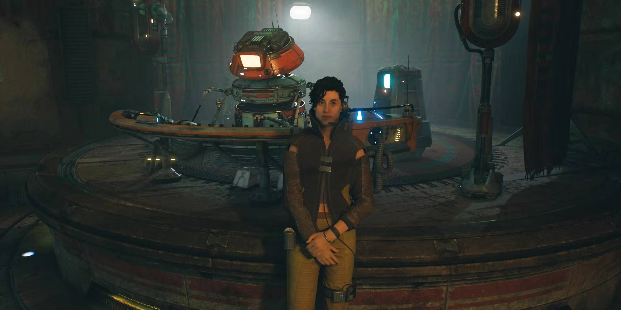 Ashe Javi and DD-EC at the stage in Pyloon's Saloon on Koboh in Star Wars Jedi: Survivor