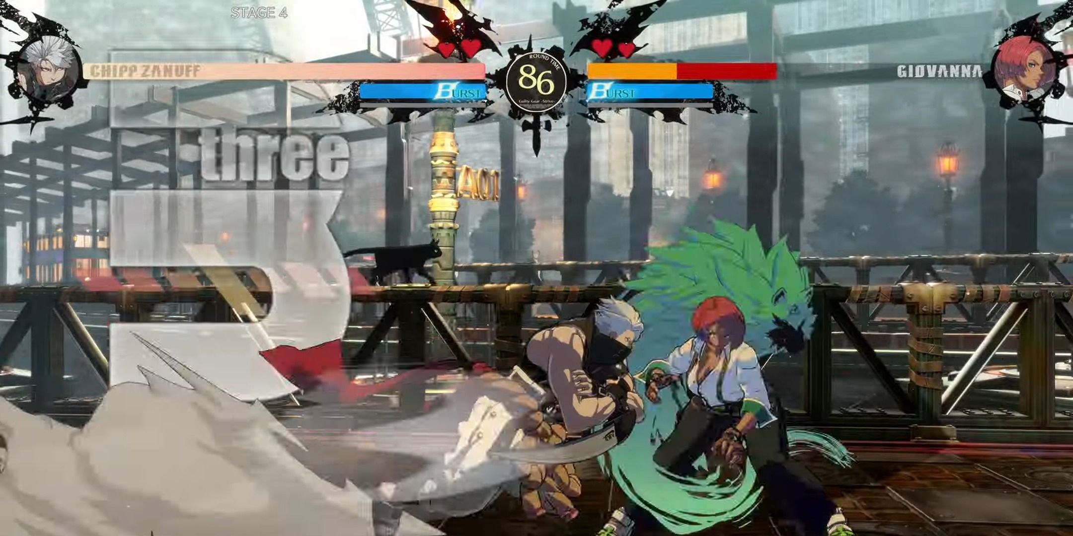 Chip rushing down Giovanna in Guilty Gear Strive