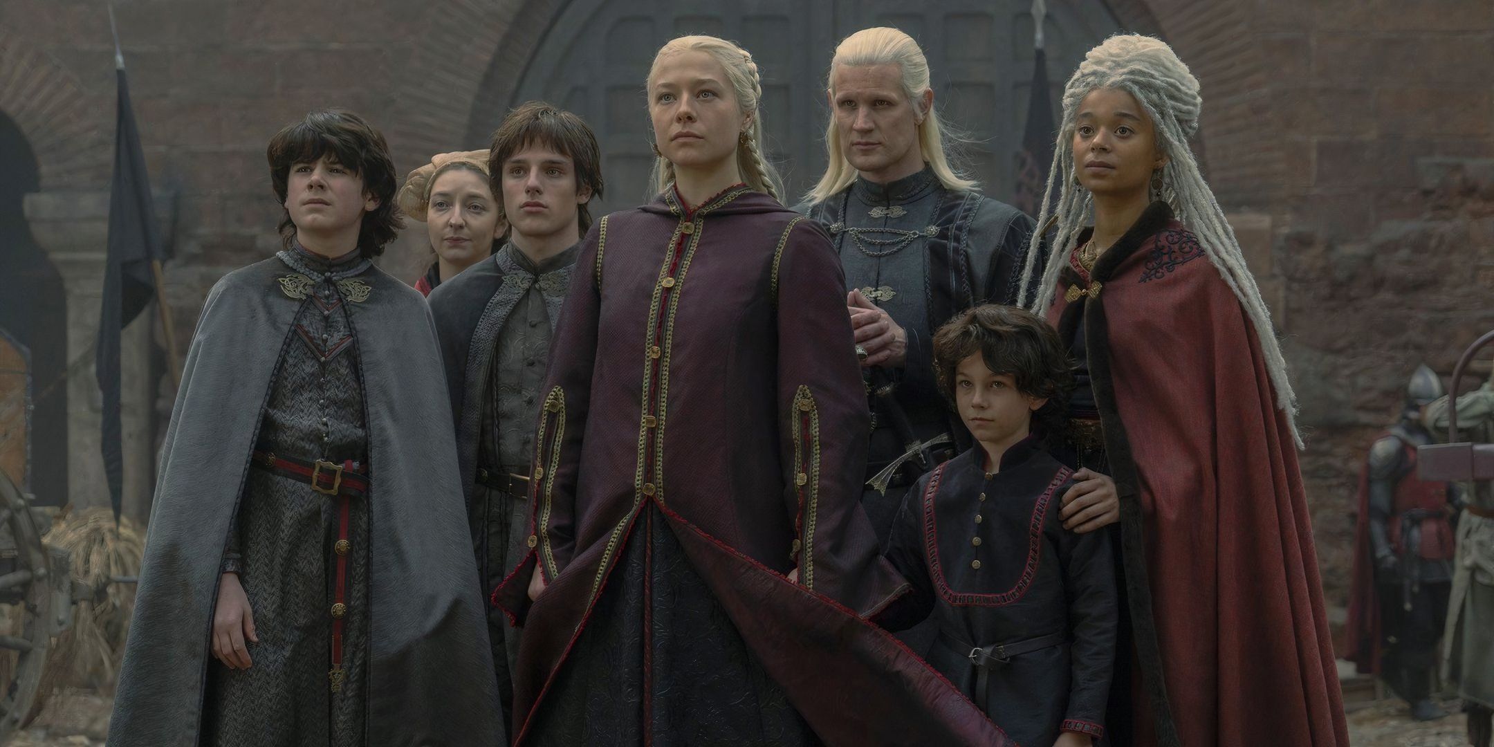 Rhaenyra and Daemon and their children Lucerys, Jacaerys, Joffrey and Rhaena Targaryeb