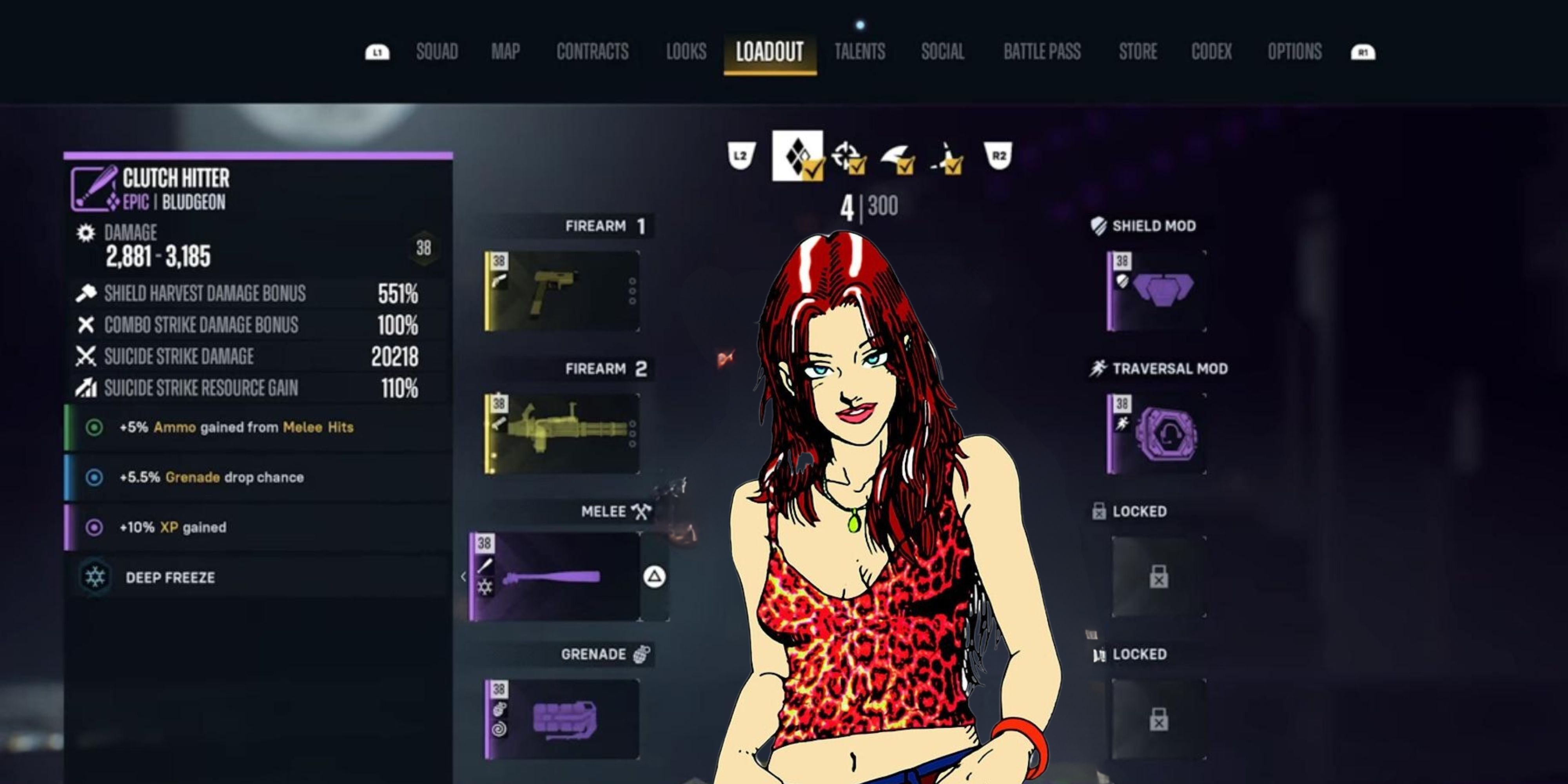 Crazy Taxi's Gena in Suicide Squad's loadout screen