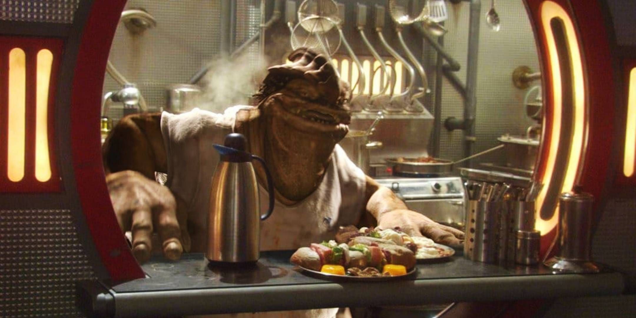 Dexter Jettster behind the counter at his diner in Star Wars: Episode 2: Attack of the Clones