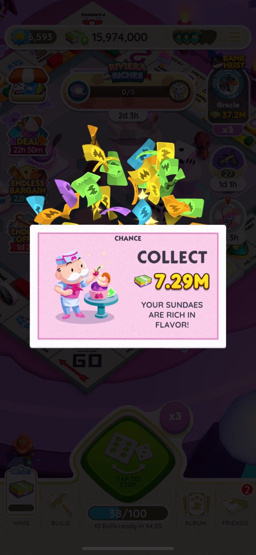 کسب درآمد در Monopoly Go از کارت شانس.