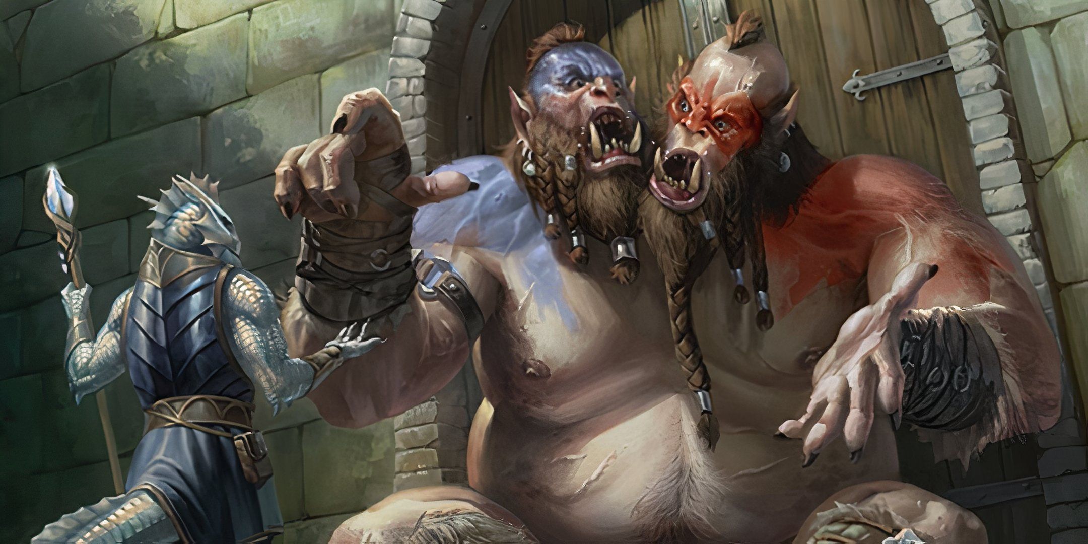 Ettin argued between two heads as the Lizard adventurers watched.