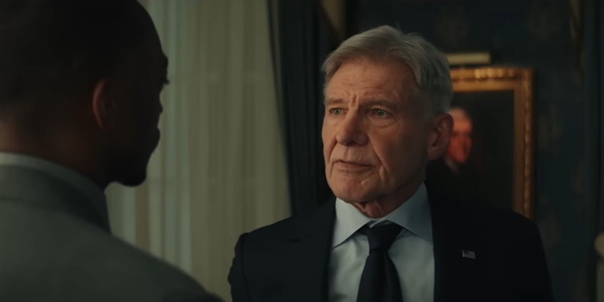 Harrison Ford with Anthony Mackie in the trailer for Captain America Brave New World